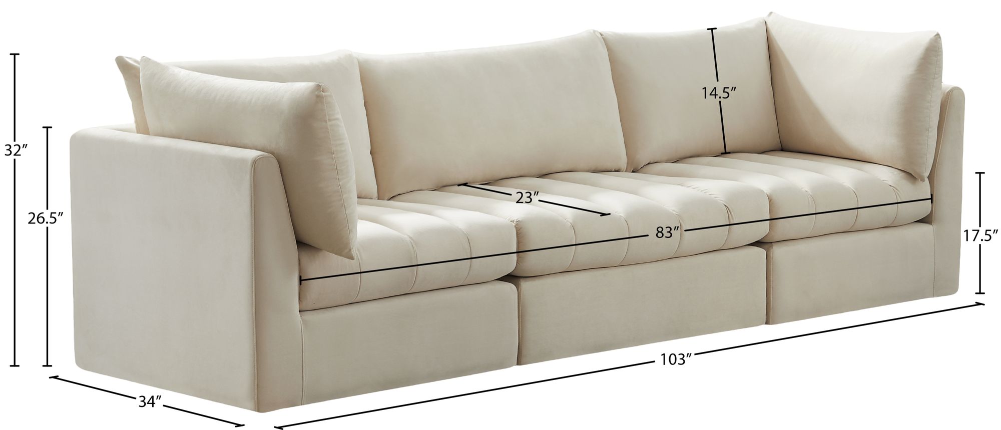 Jacob 103" Velvet Modular Sofa
