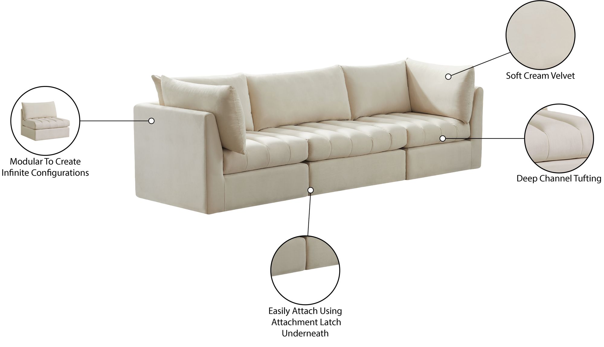 Jacob 103" Velvet Modular Sofa