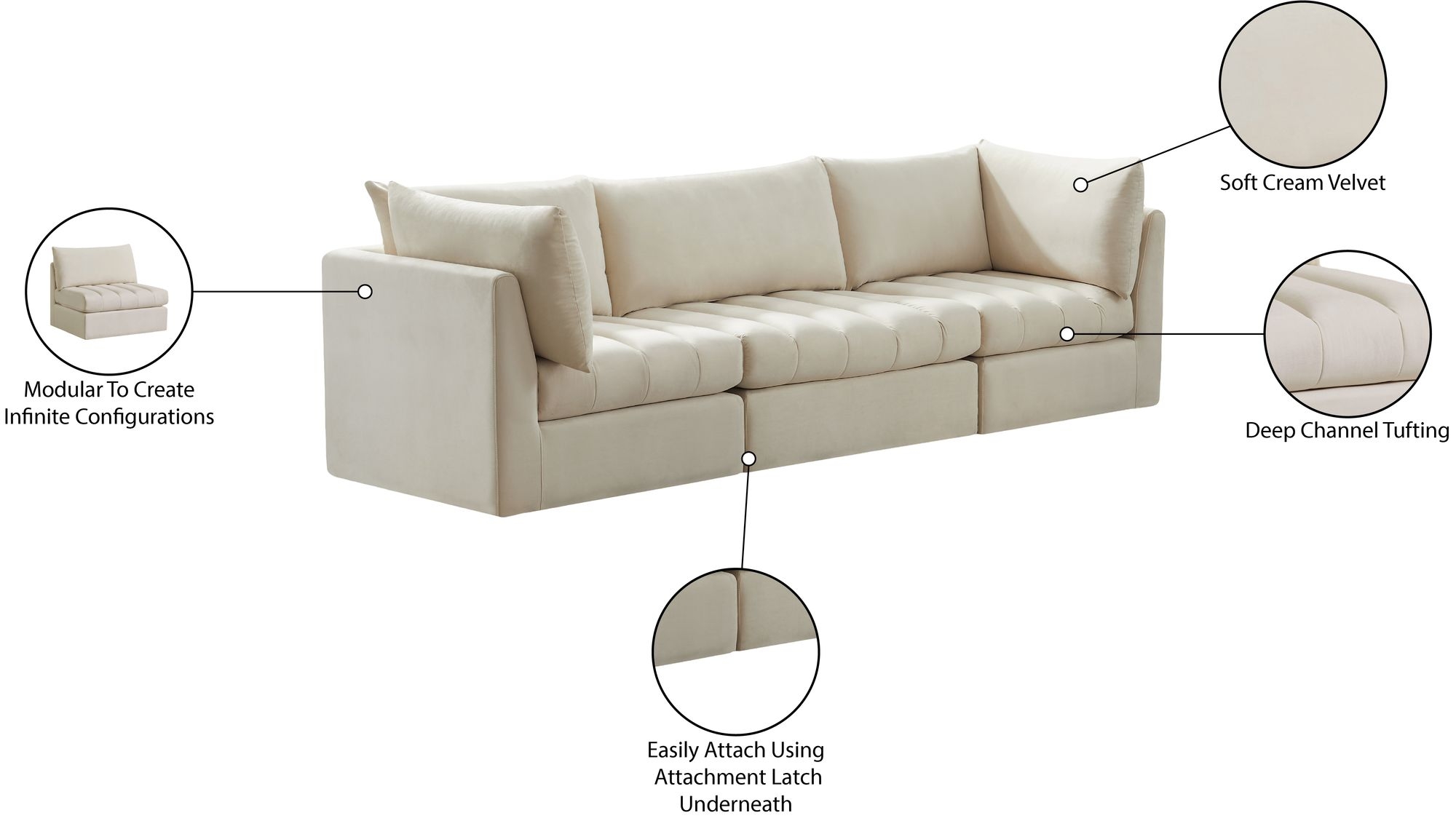 Jacob 103" Velvet Modular Sofa