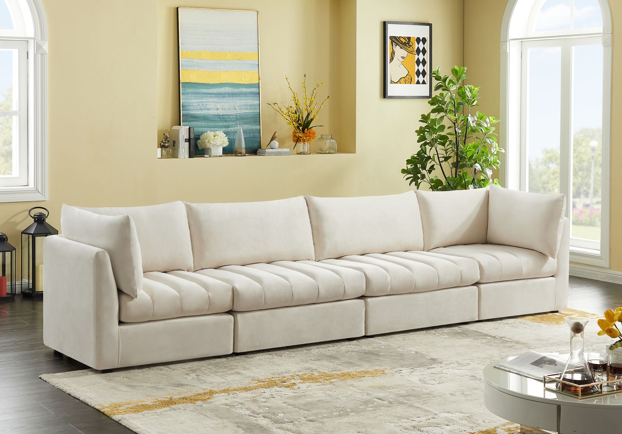 Jacob 140" Velvet Modular Sofa