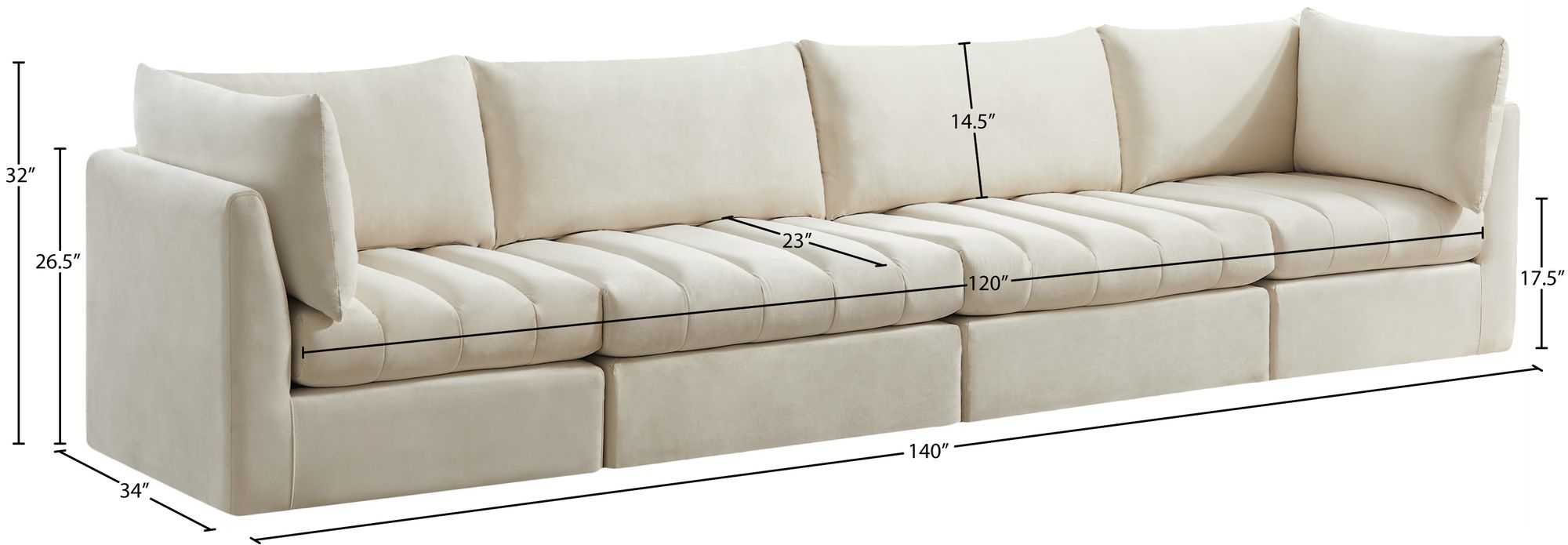 Jacob 140" Velvet Modular Sofa