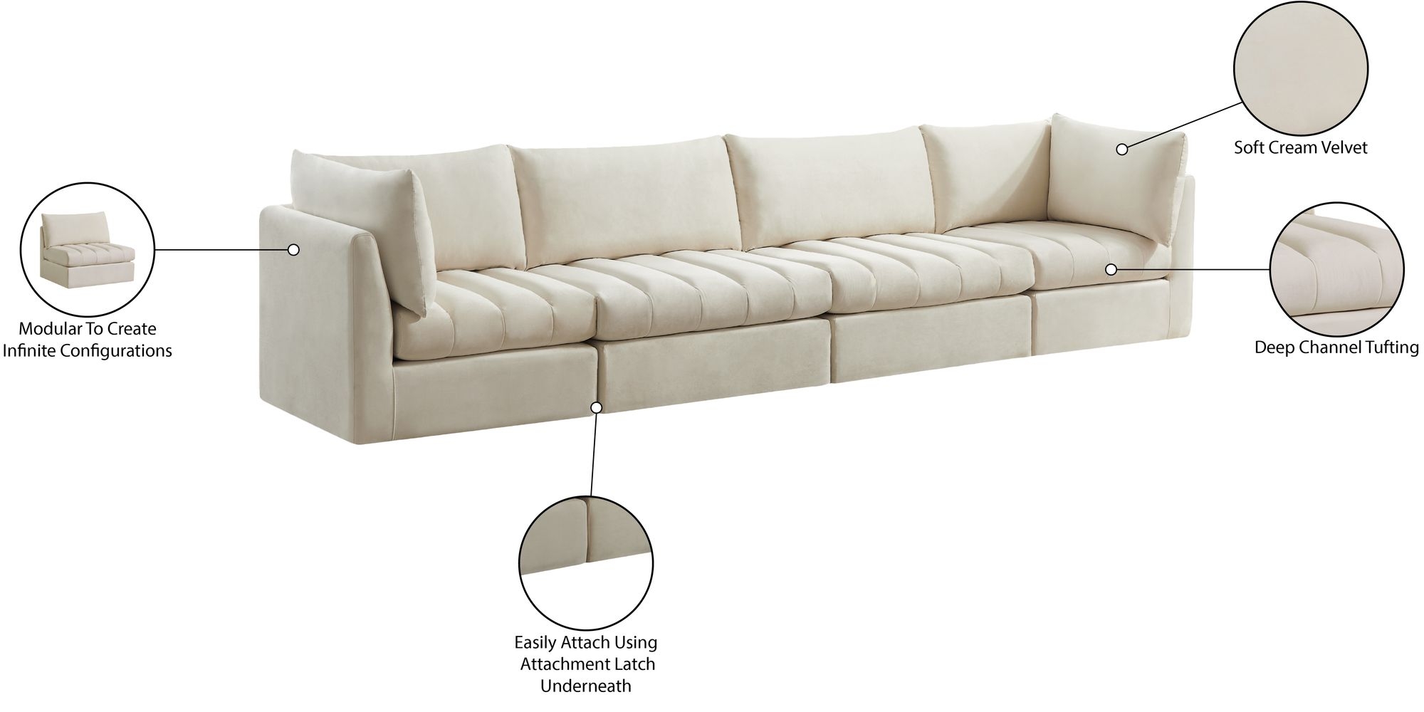 Jacob 140" Velvet Modular Sofa