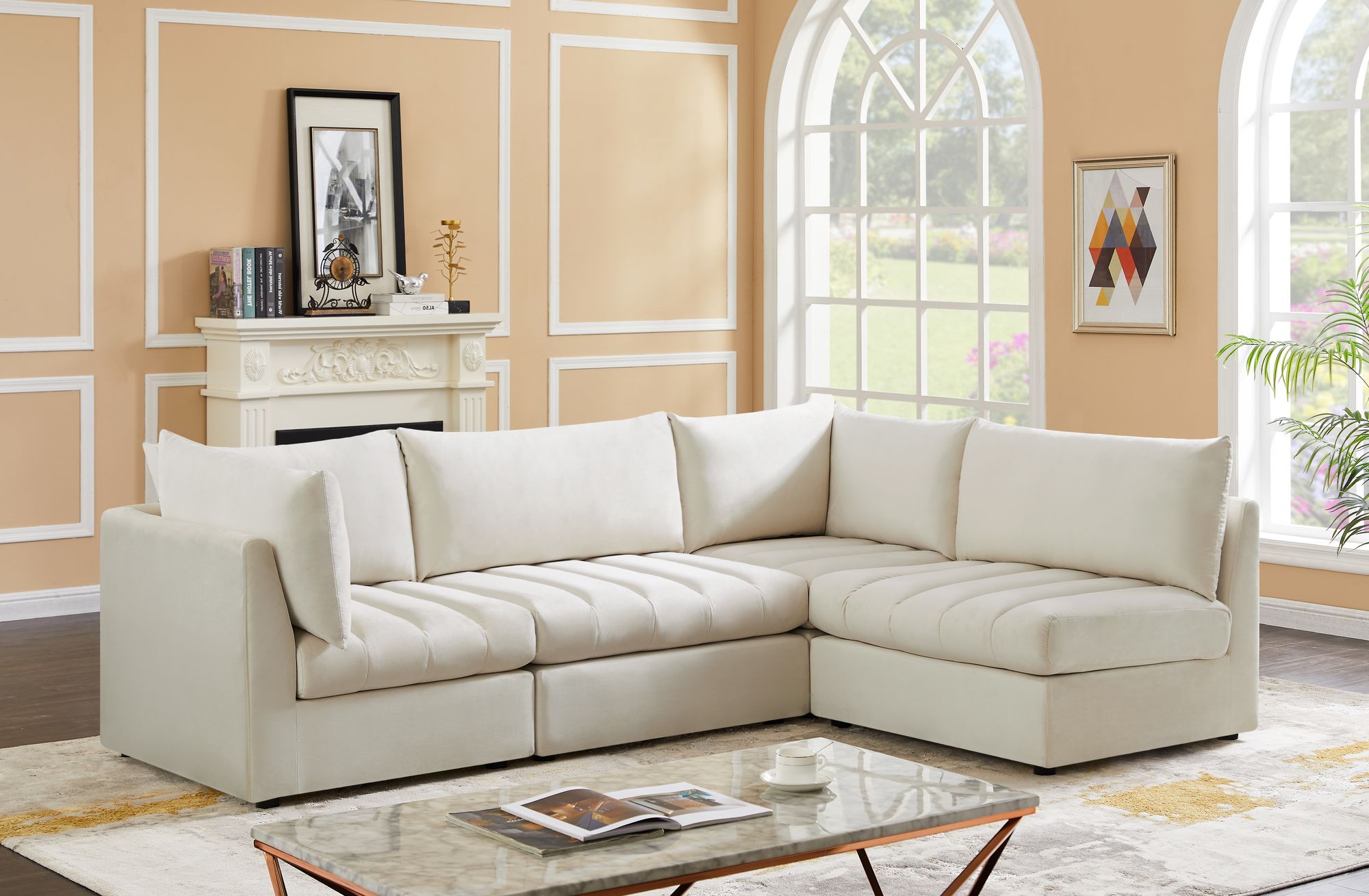 Jacob 103" 4-Piece Velvet Modular Sectional