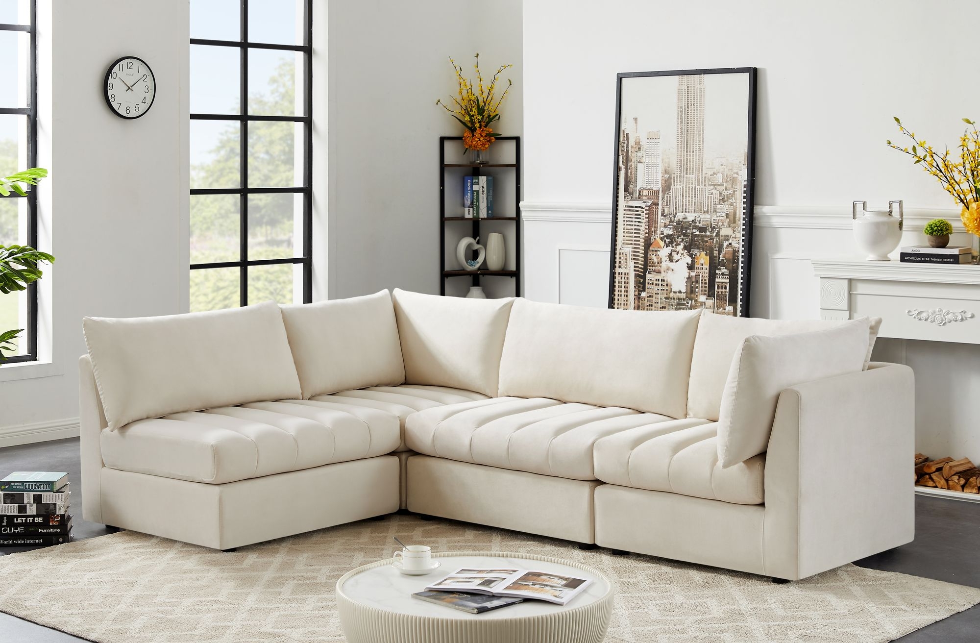 Jacob 103" 4-Piece Velvet Modular Sectional