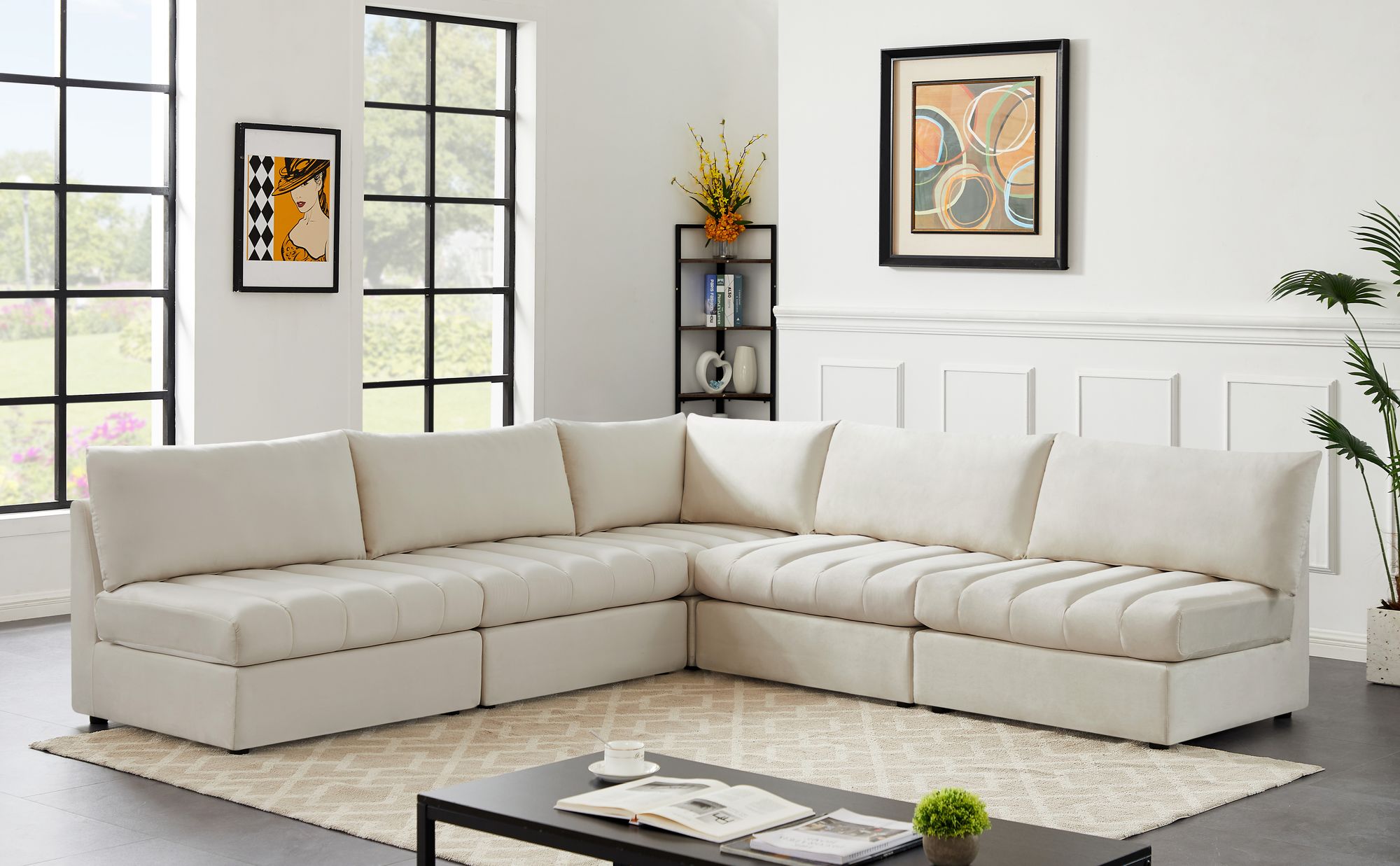 Jacob 107" 5-Piece Velvet Modular Sectional