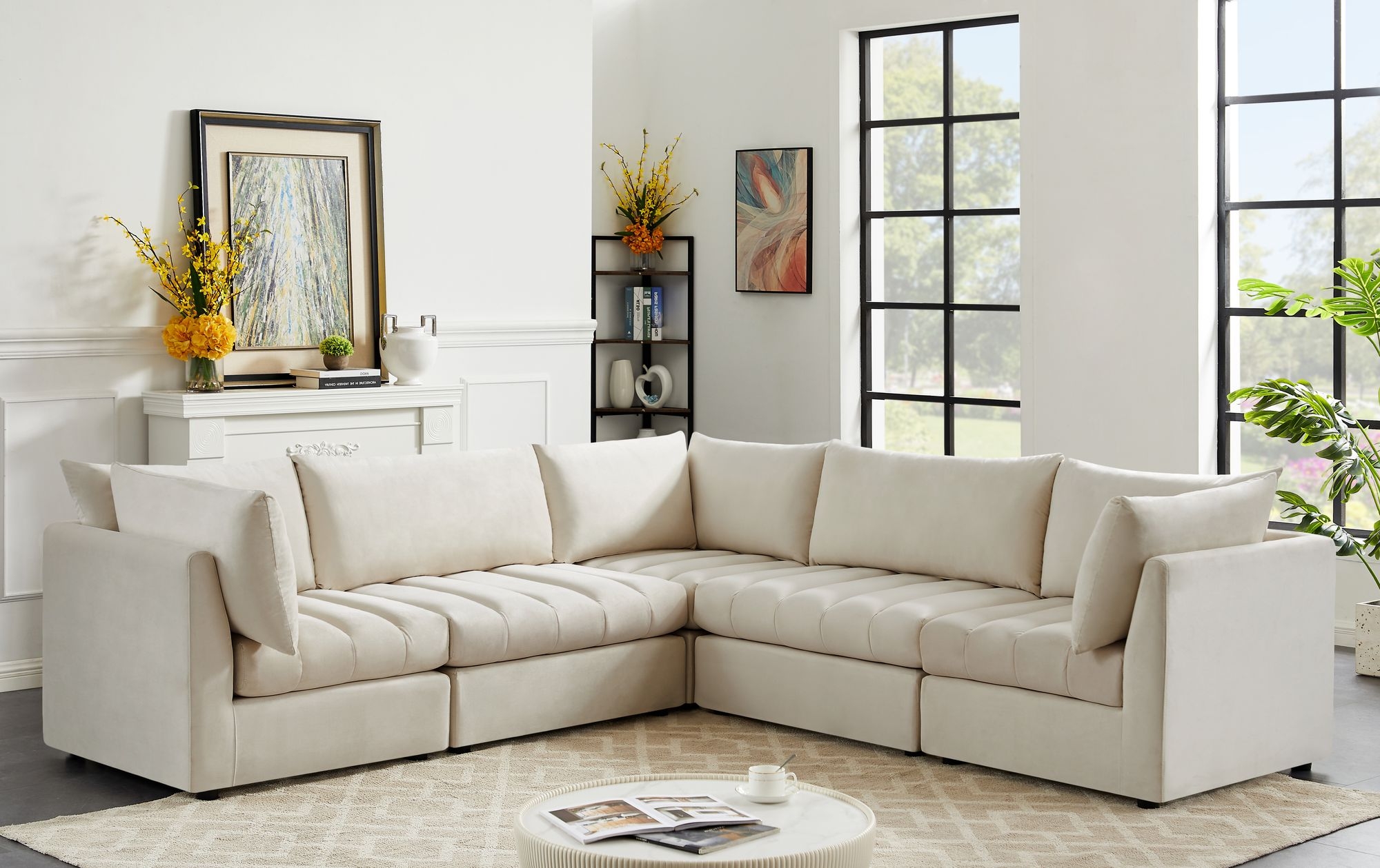 Jacob 103" 5-Piece Velvet Modular Sectional