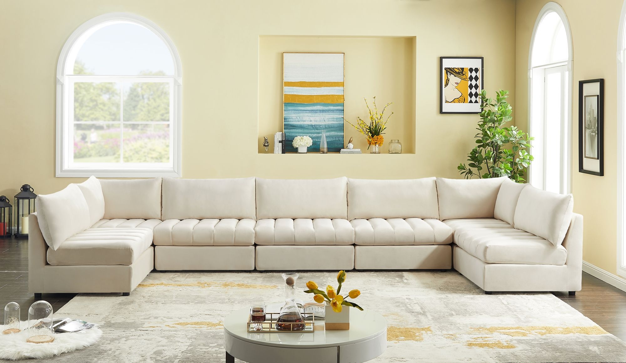 Jacob 177" 7-Piece Velvet Modular U-Shape Sectional
