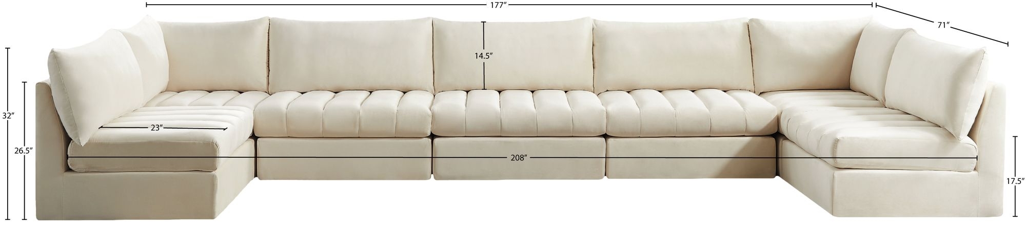 Jacob 177" 7-Piece Velvet Modular U-Shape Sectional
