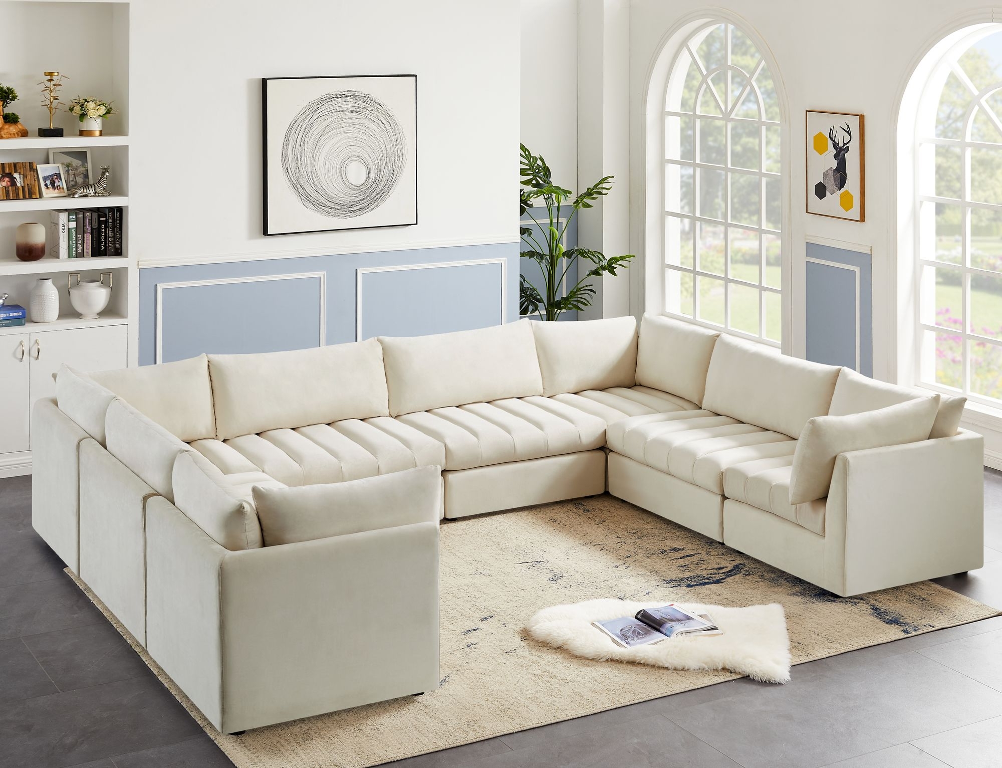Jacob 140" 8-Piece Velvet Modular U-Shape Sectional