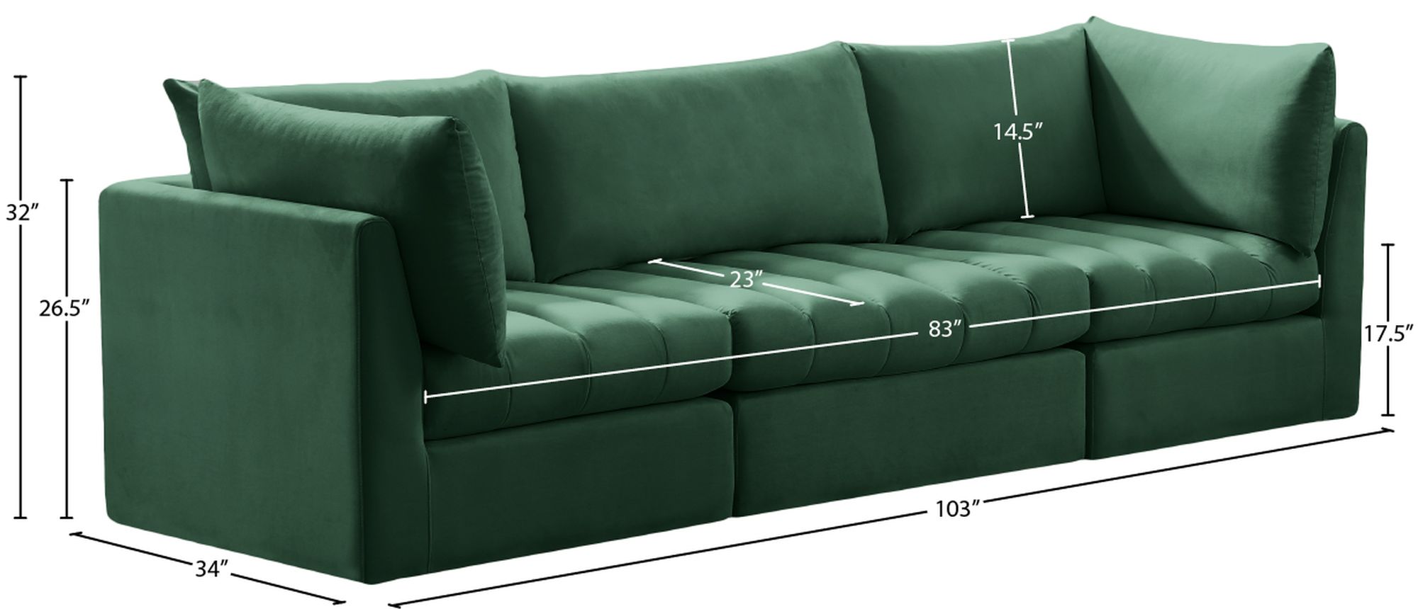 Jacob 103" Velvet Modular Sofa
