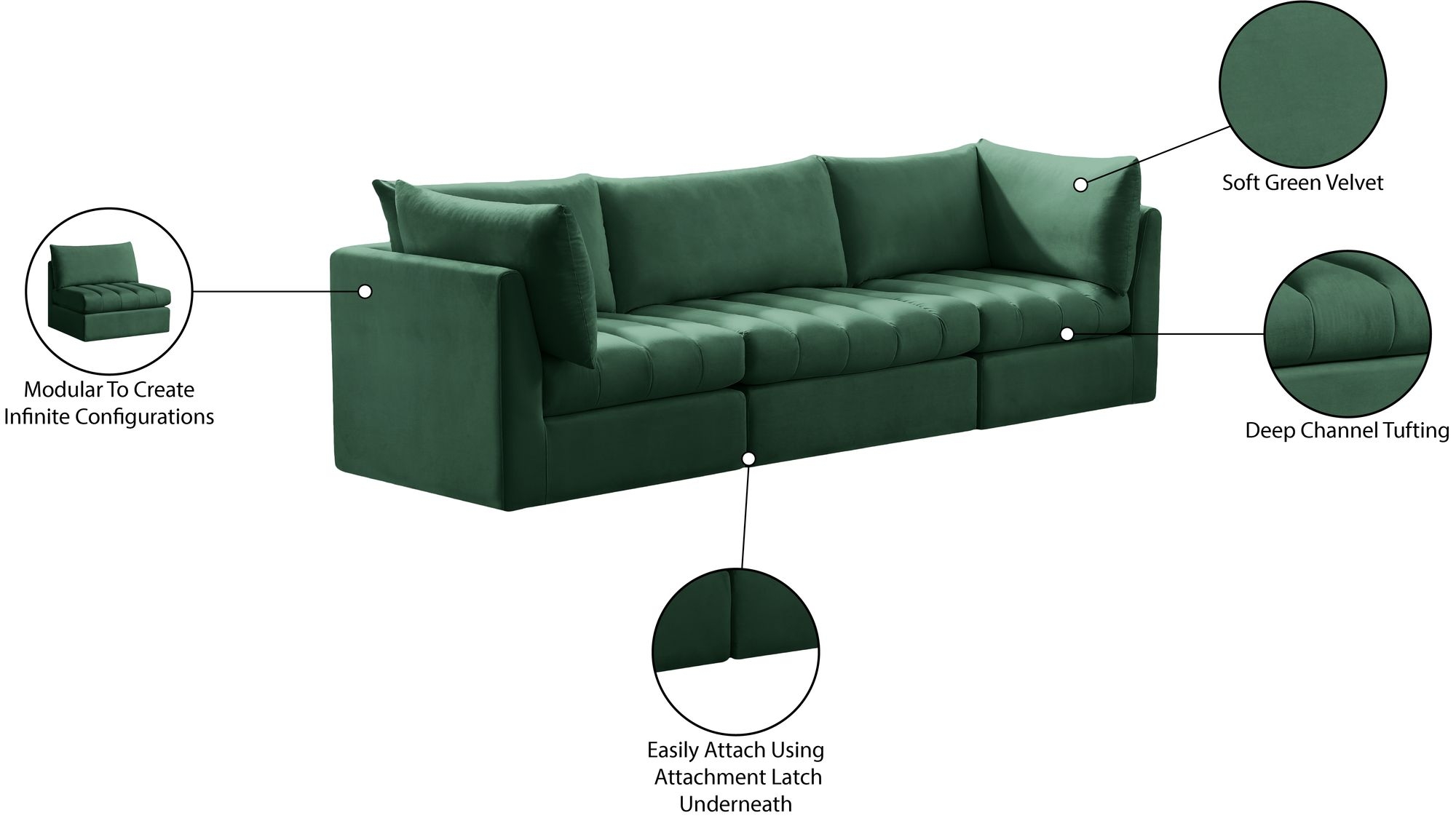 Jacob 103" Velvet Modular Sofa