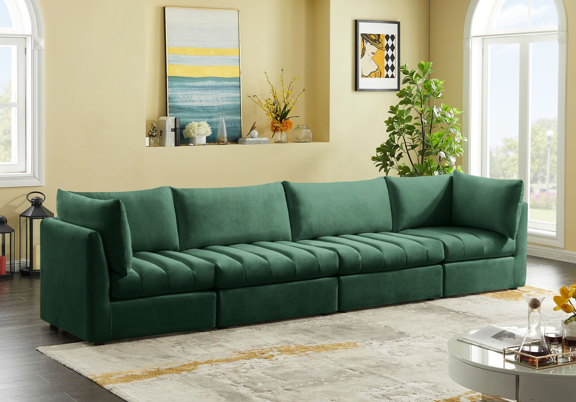 Jacob 140" Velvet Modular Sofa