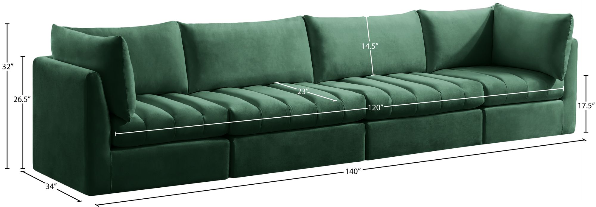 Jacob 140" Velvet Modular Sofa