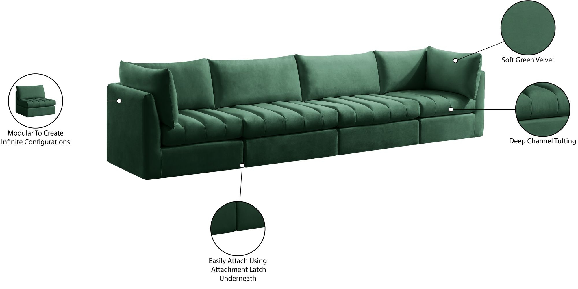 Jacob 140" Velvet Modular Sofa