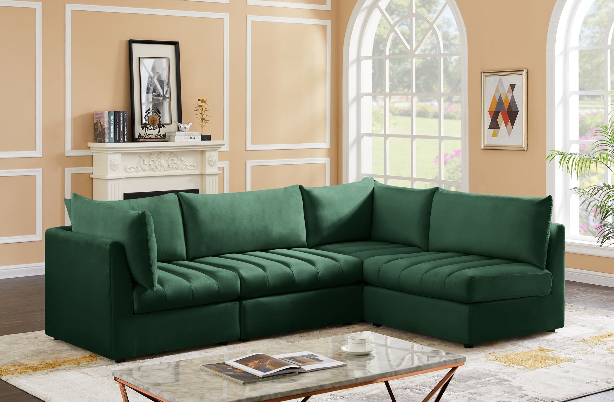 Jacob 103" 4-Piece Velvet Modular Sectional