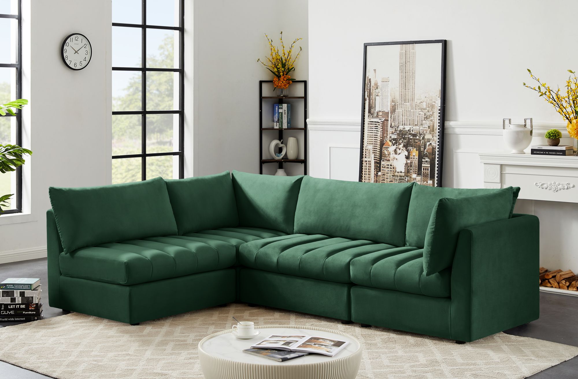 Jacob 103" 4-Piece Velvet Modular Sectional