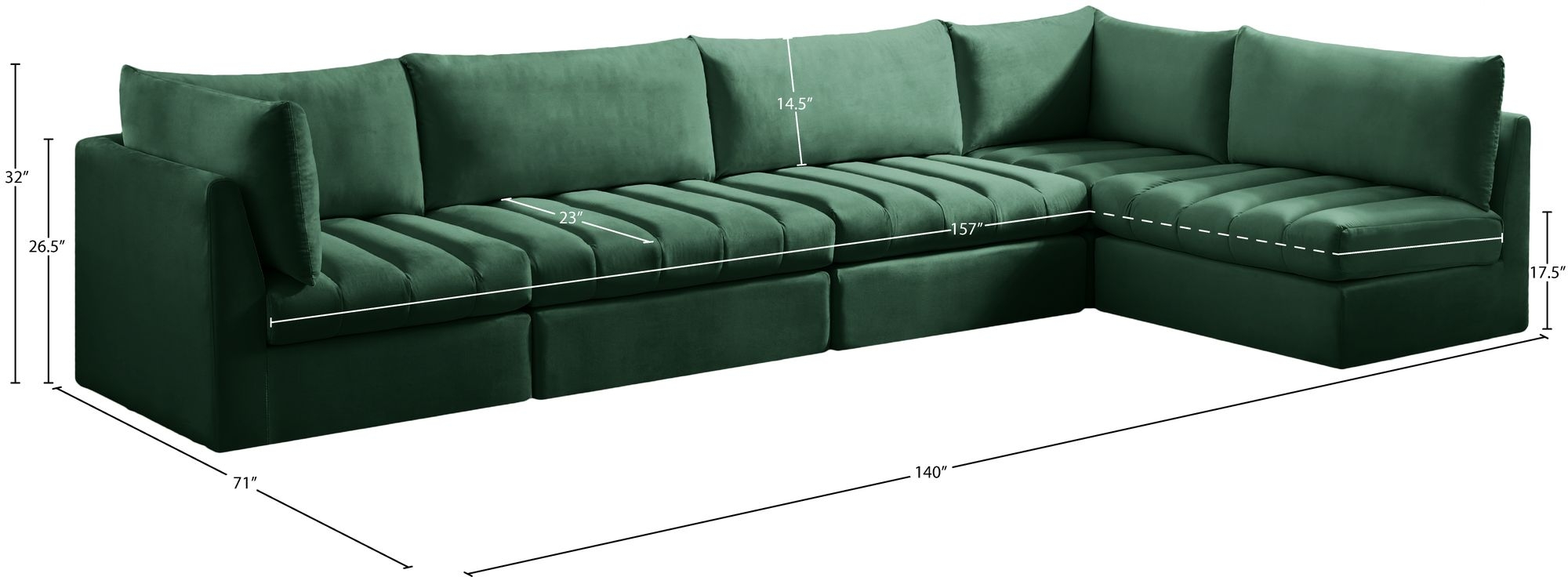 Jacob 140" 5-Piece Velvet Modular Sectional