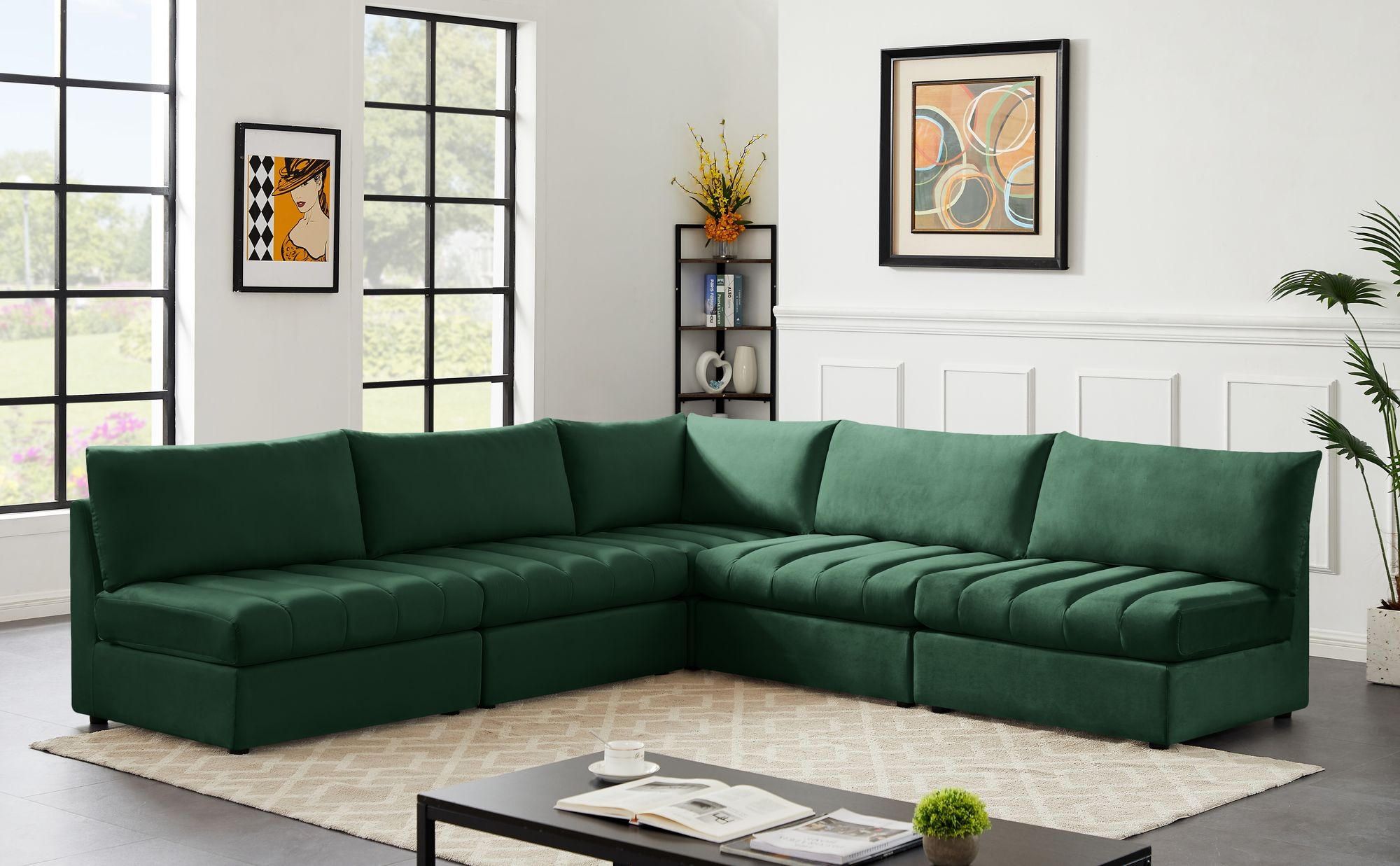 Jacob 107" 5-Piece Velvet Modular Sectional