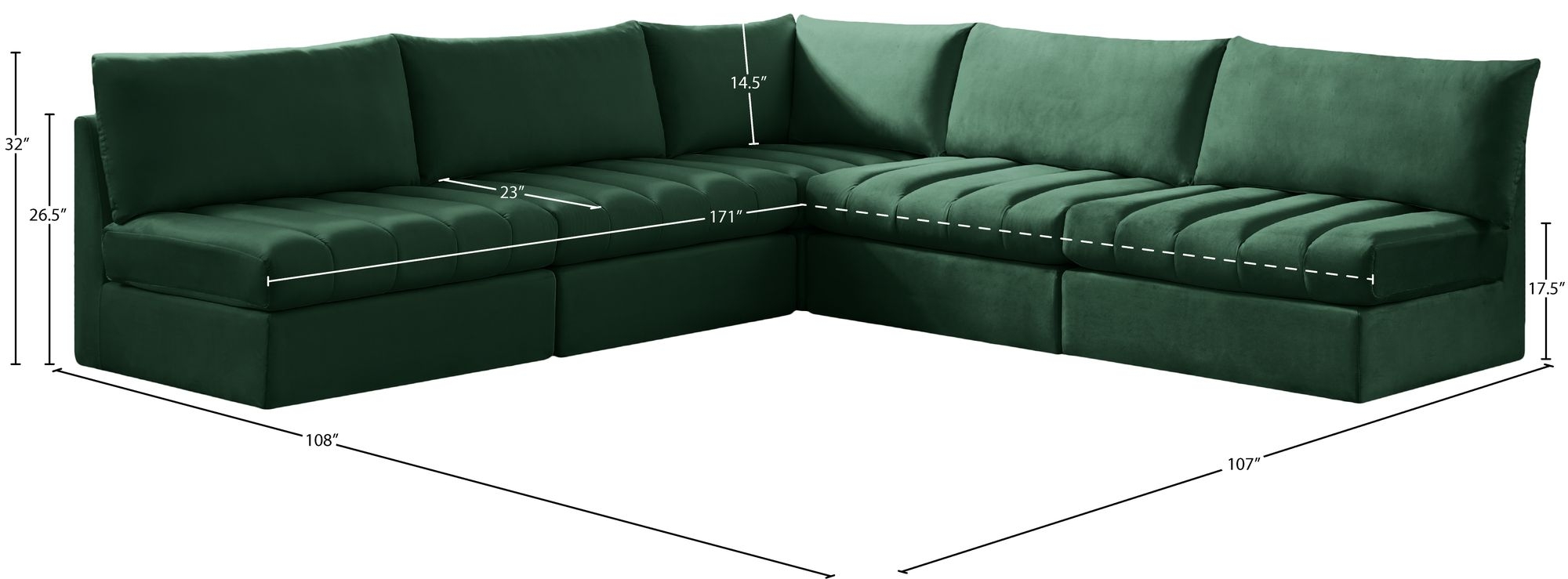 Jacob 107" 5-Piece Velvet Modular Sectional