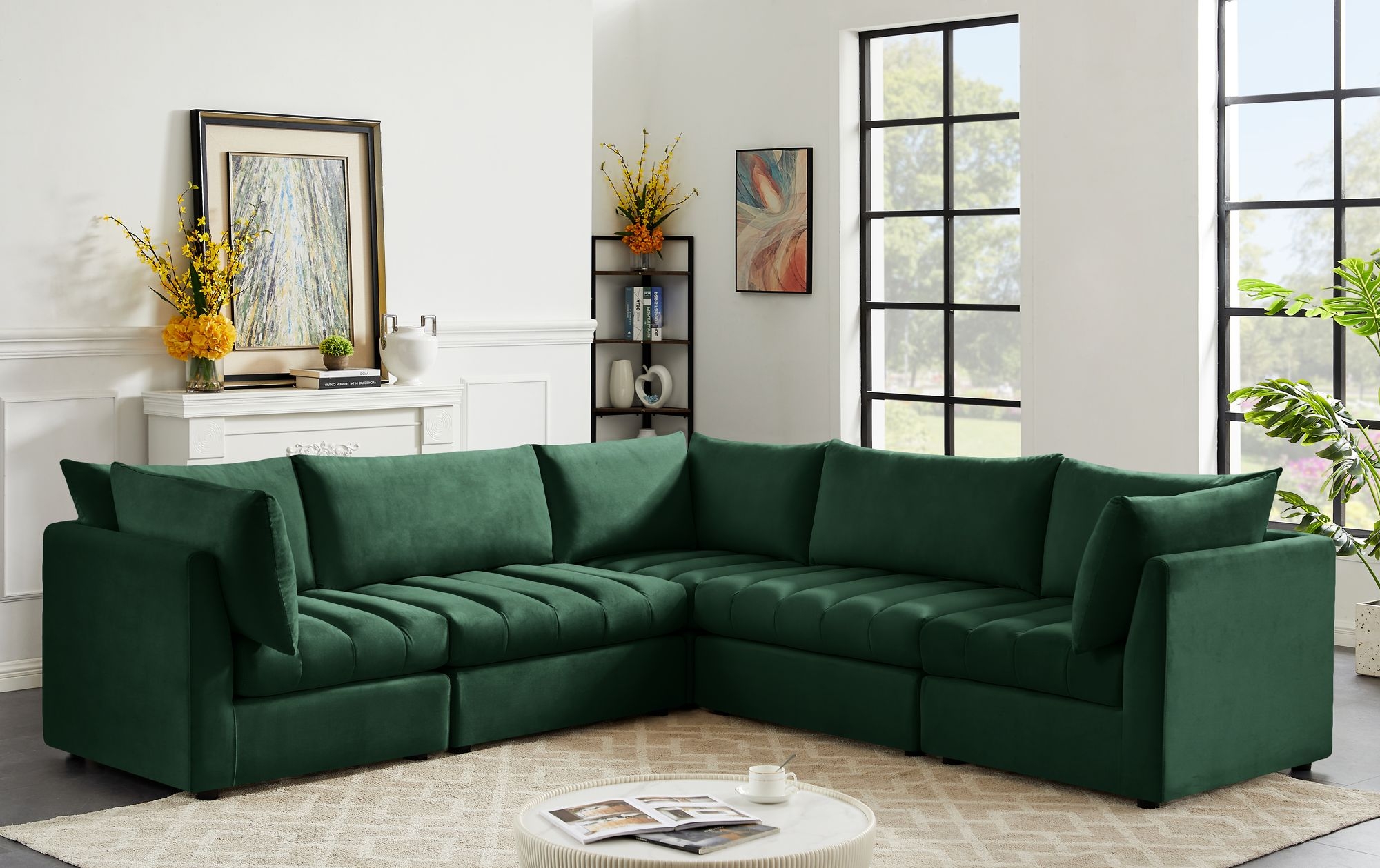 Jacob 103" 5-Piece Velvet Modular Sectional