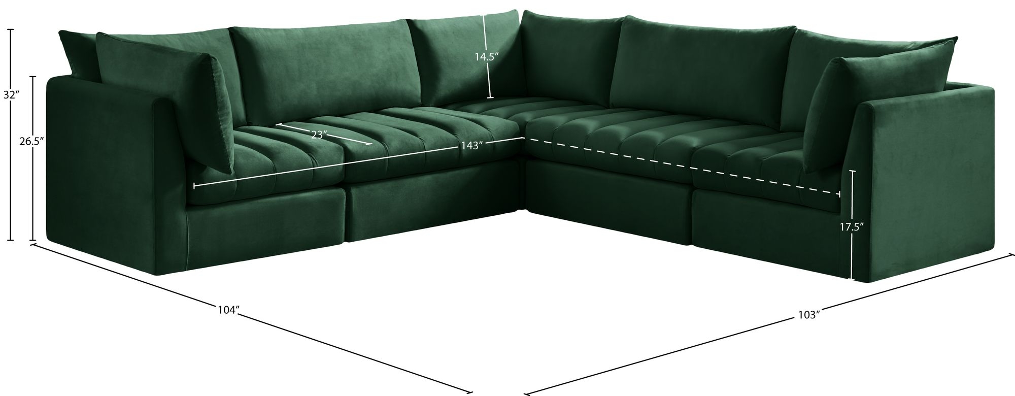 Jacob 103" 5-Piece Velvet Modular Sectional