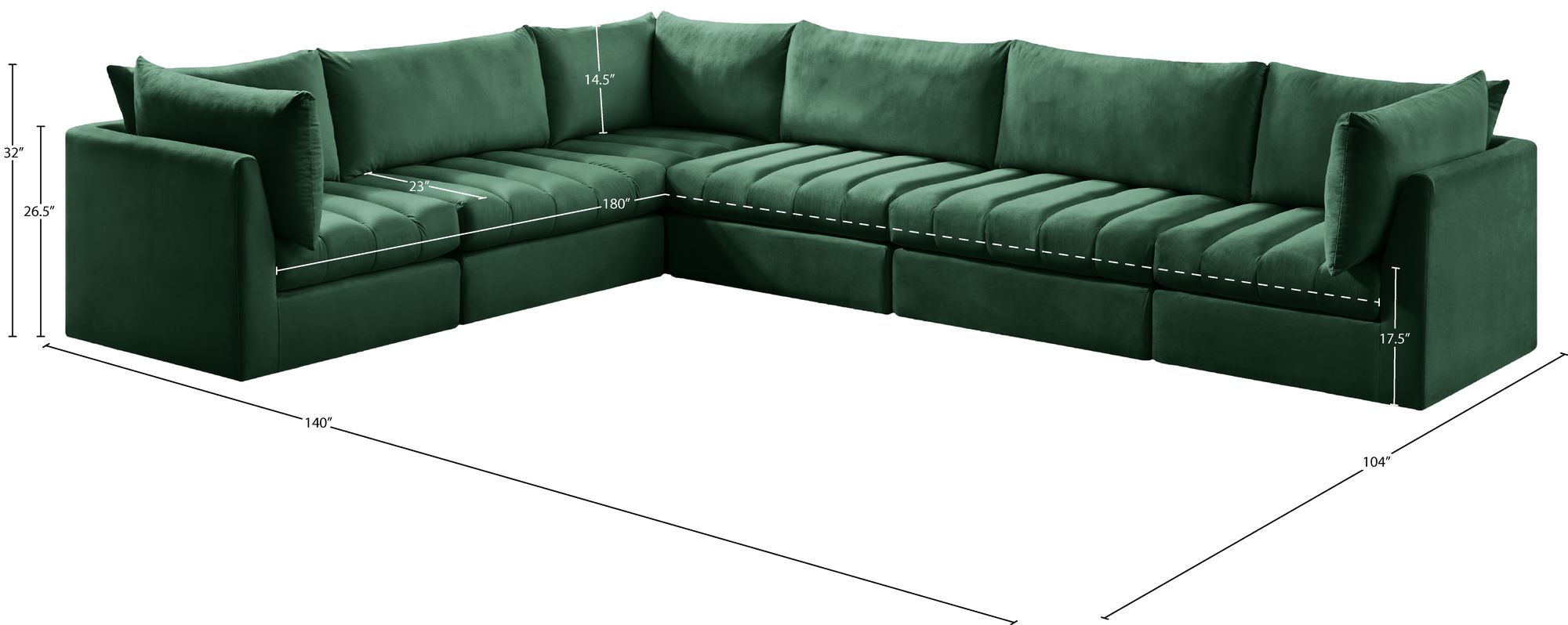 Jacob 140" 6-Piece Velvet Modular Sectional