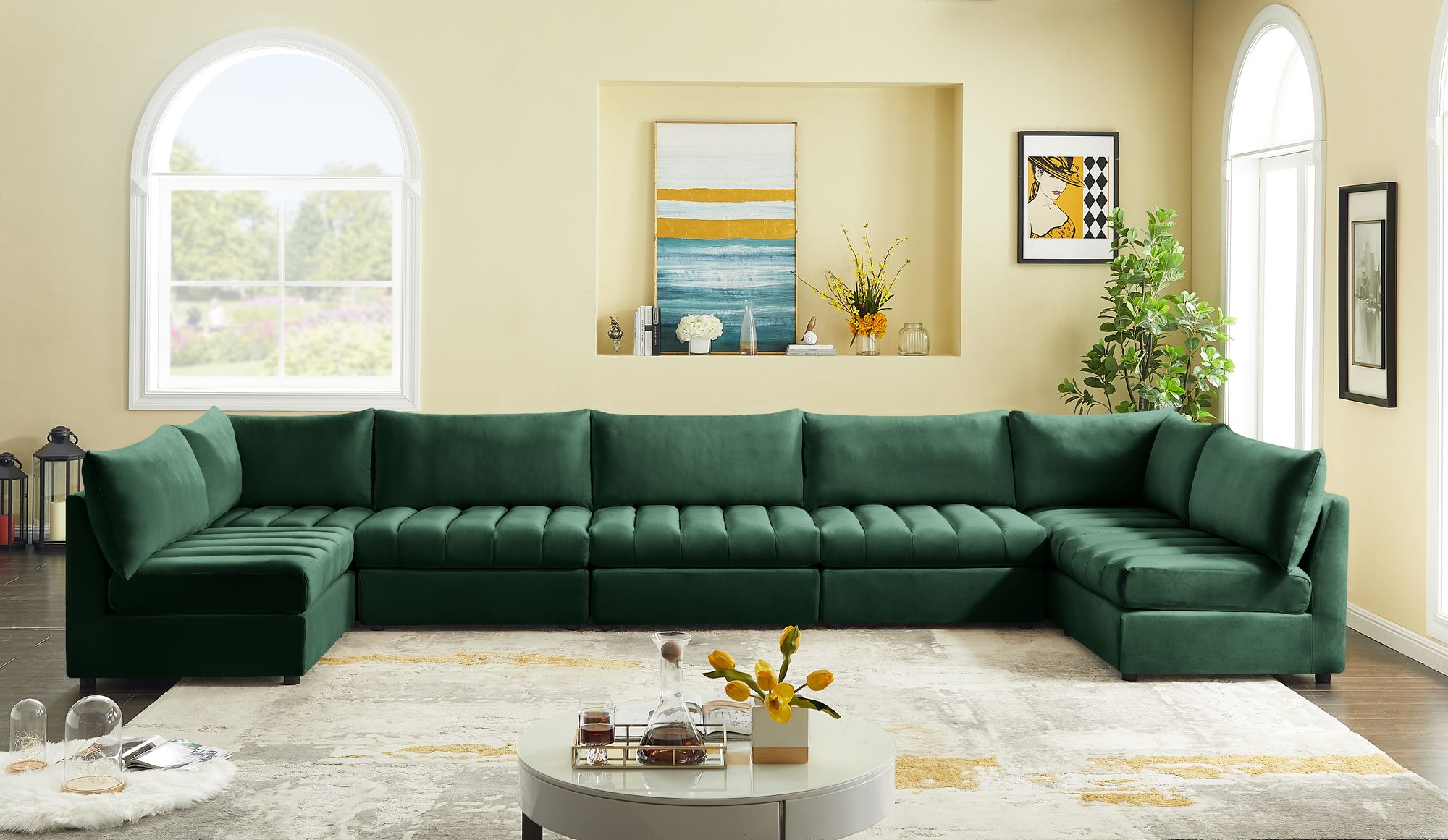 Jacob 177" 7-Piece Velvet Modular U-Shape Sectional