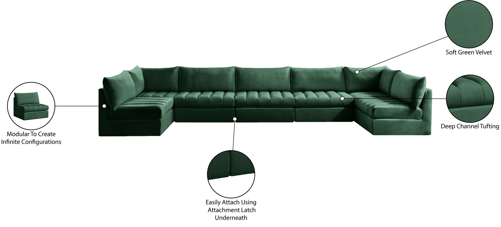 Jacob 177" 7-Piece Velvet Modular U-Shape Sectional