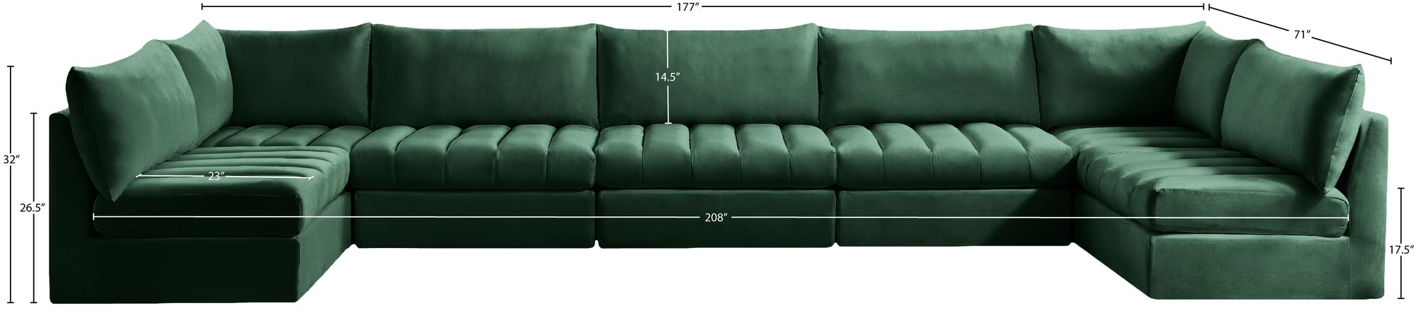 Jacob 177" 7-Piece Velvet Modular U-Shape Sectional