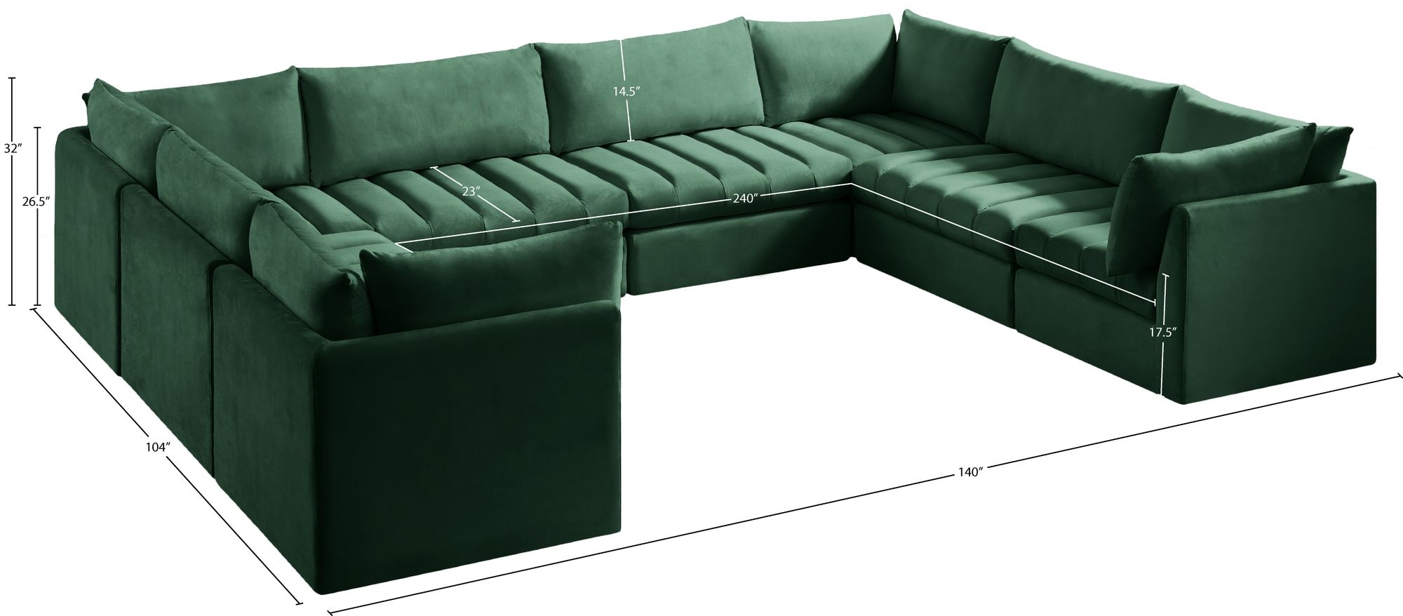 Jacob 140" 8-Piece Velvet Modular U-Shape Sectional