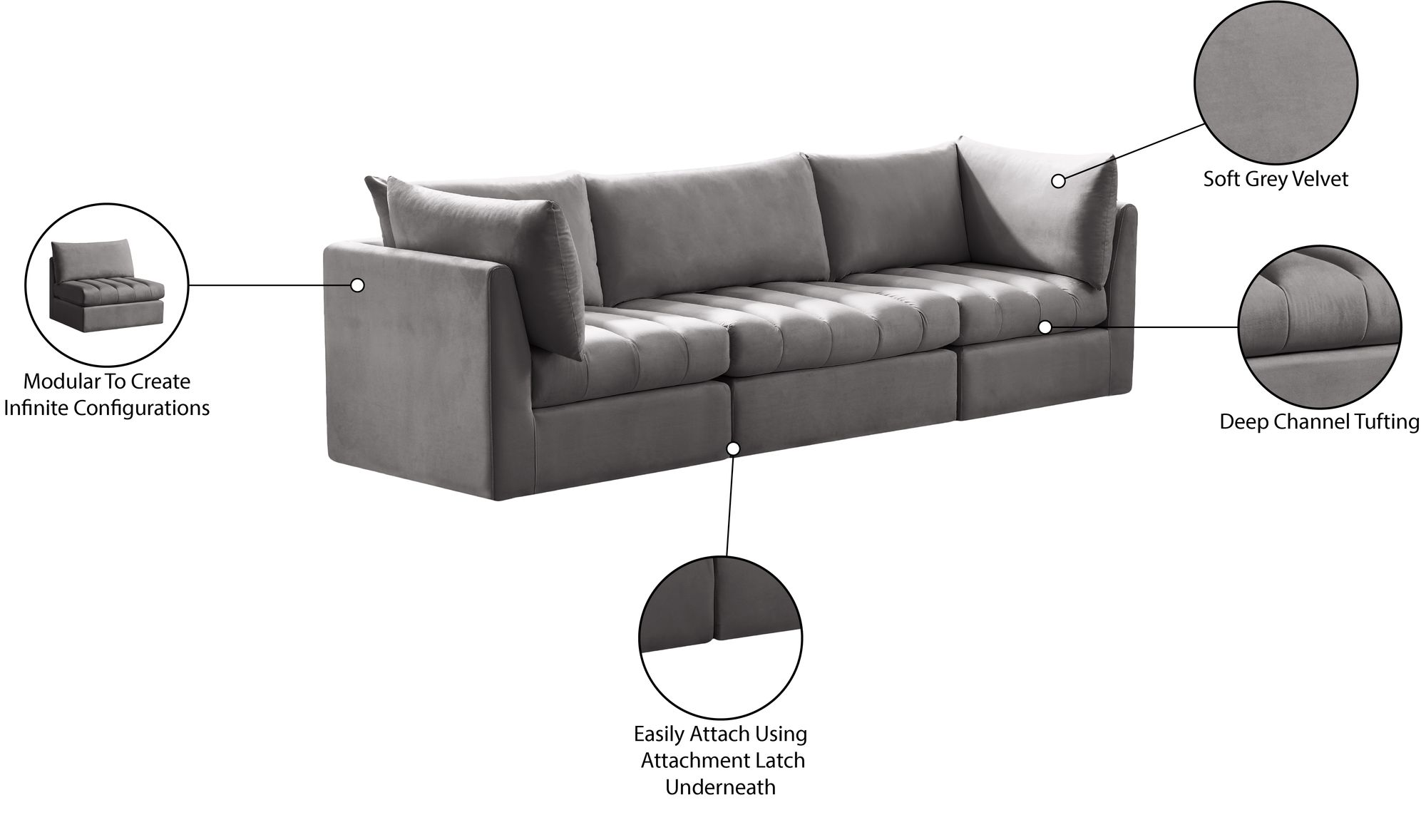 Jacob 103" Velvet Modular Sofa