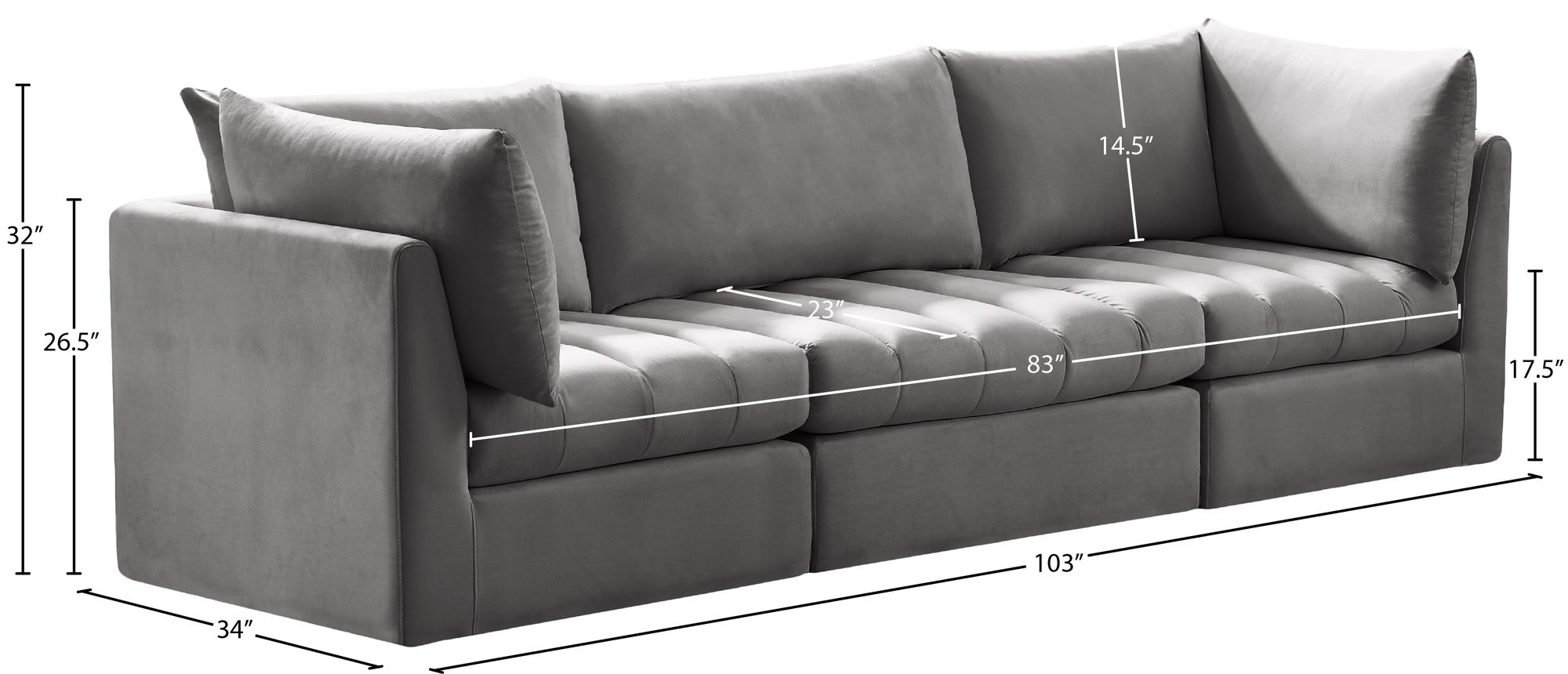 Jacob 103" Velvet Modular Sofa