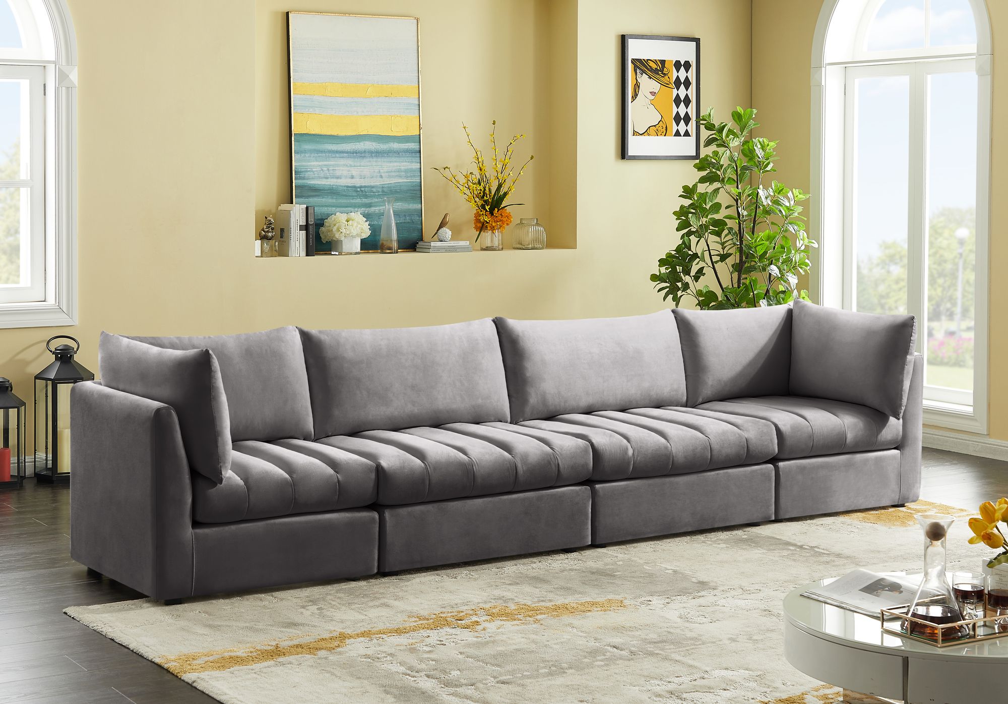 Jacob 140" Velvet Modular Sofa