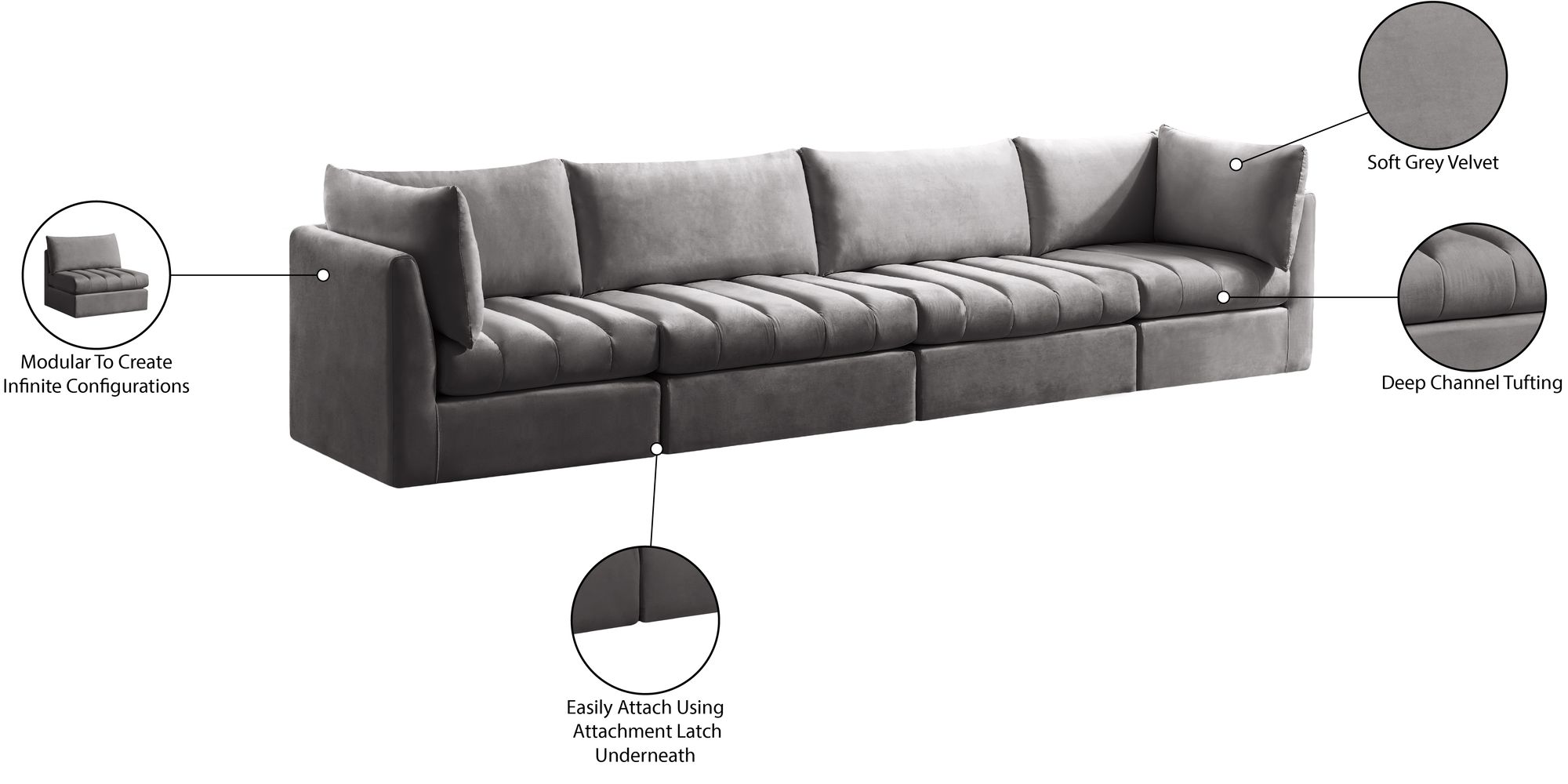 Jacob 140" Velvet Modular Sofa