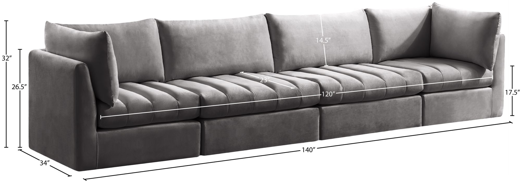 Jacob 140" Velvet Modular Sofa