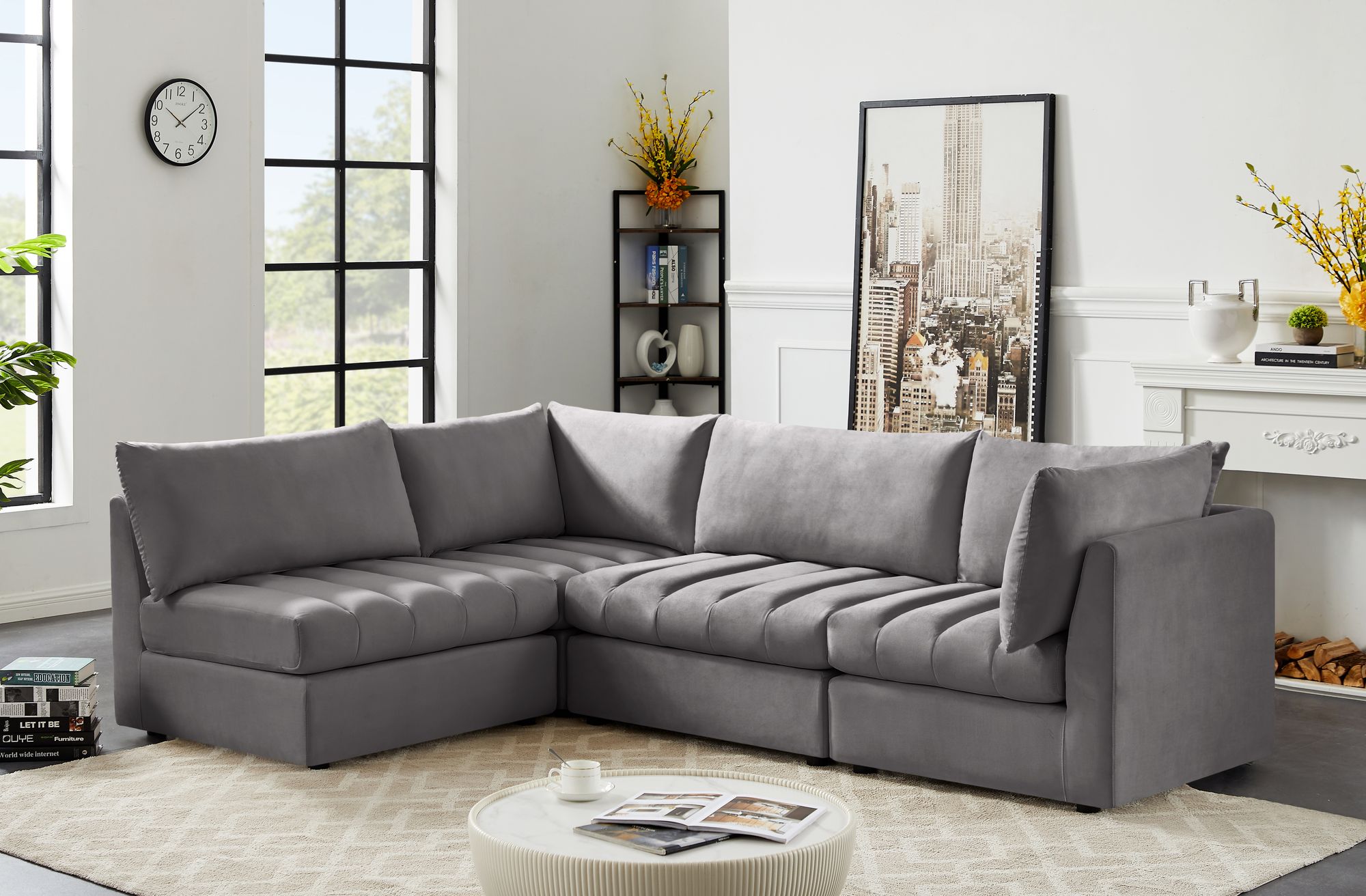 Jacob 103" 4-Piece Velvet Modular Sectional
