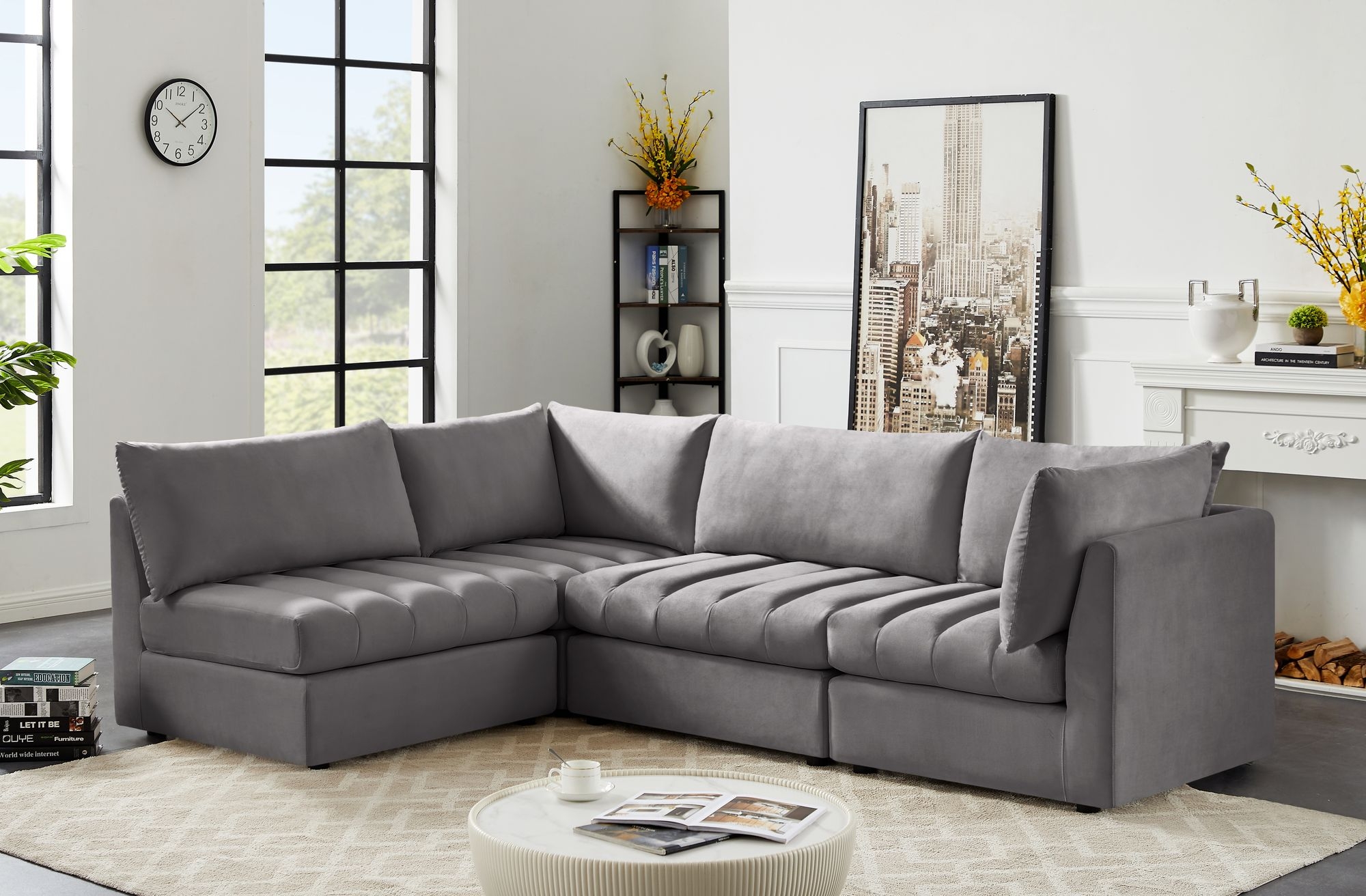 Jacob 103" 4-Piece Velvet Modular Sectional