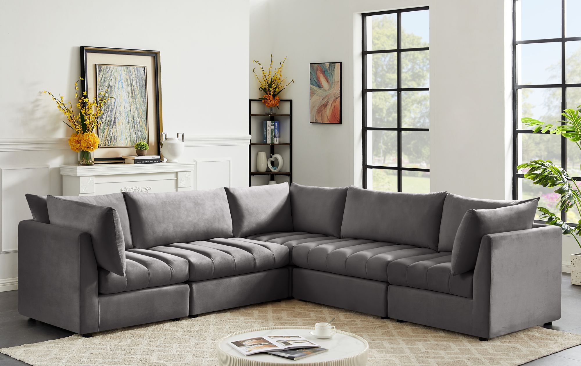 Jacob 103" 5-Piece Velvet Modular Sectional