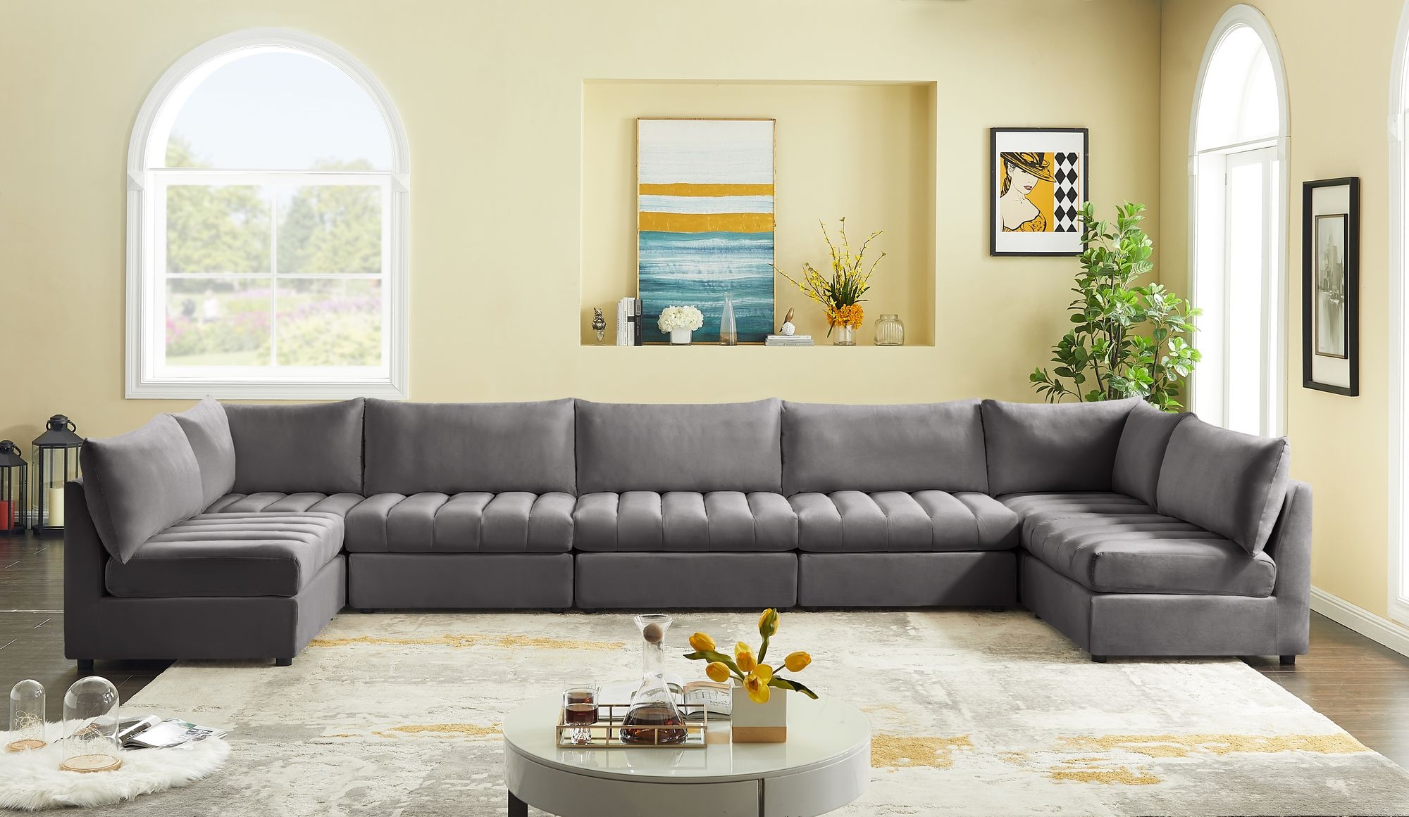 Jacob 177" 7-Piece Velvet Modular U-Shape Sectional