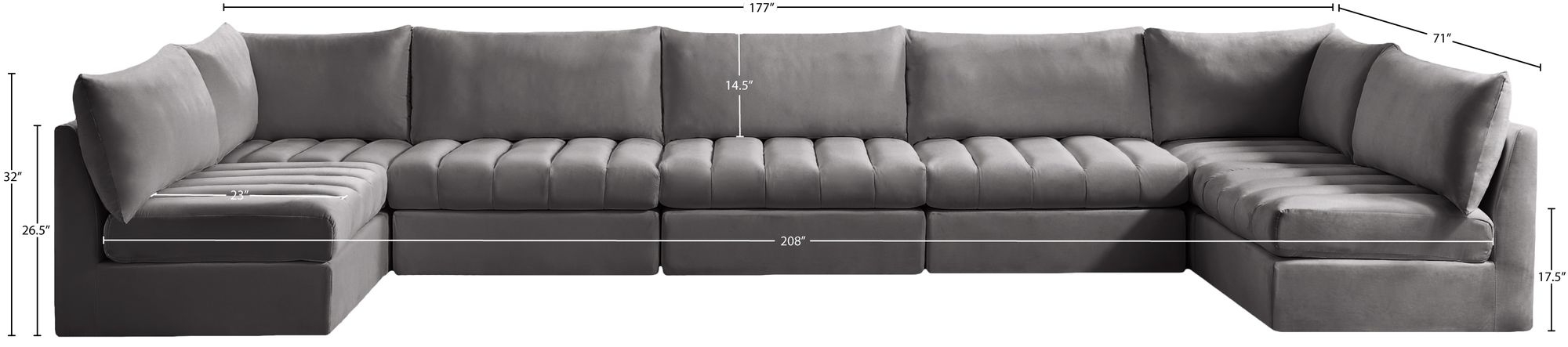 Jacob 177" 7-Piece Velvet Modular U-Shape Sectional