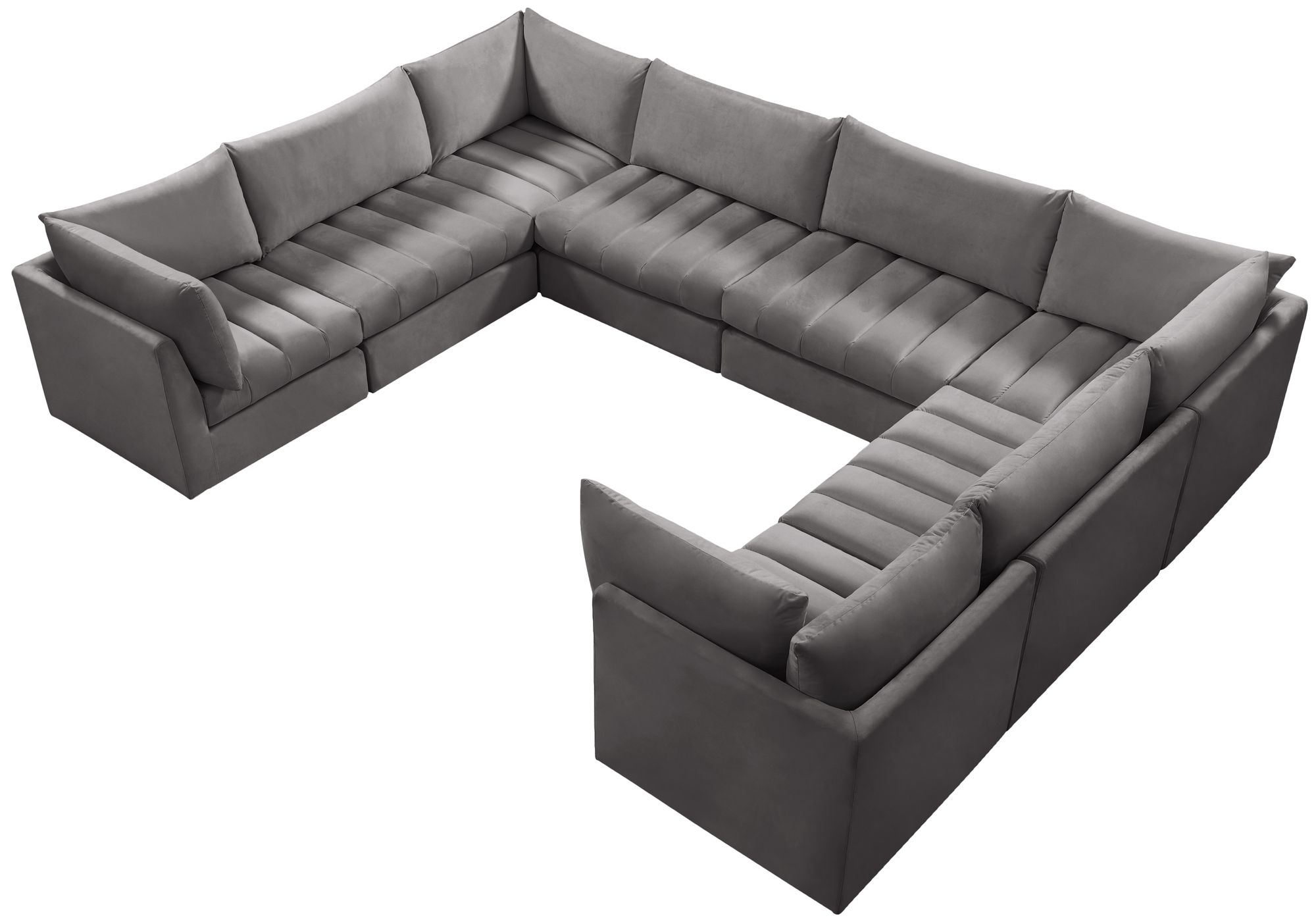Jacob 140" 8-Piece Velvet Modular U-Shape Sectional
