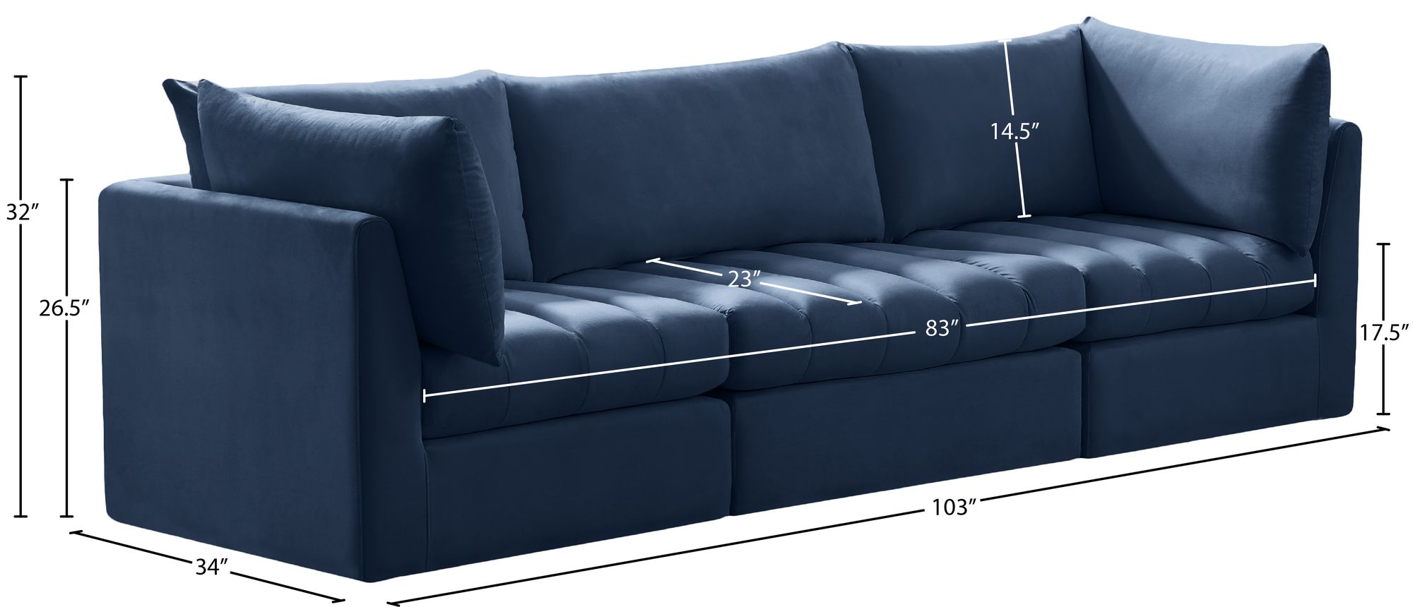 Jacob 103" Velvet Modular Sofa