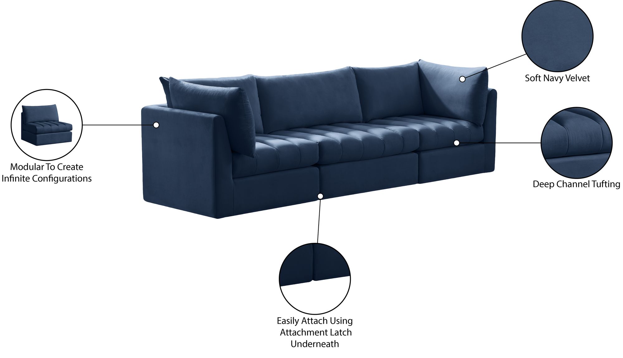 Jacob 103" Velvet Modular Sofa
