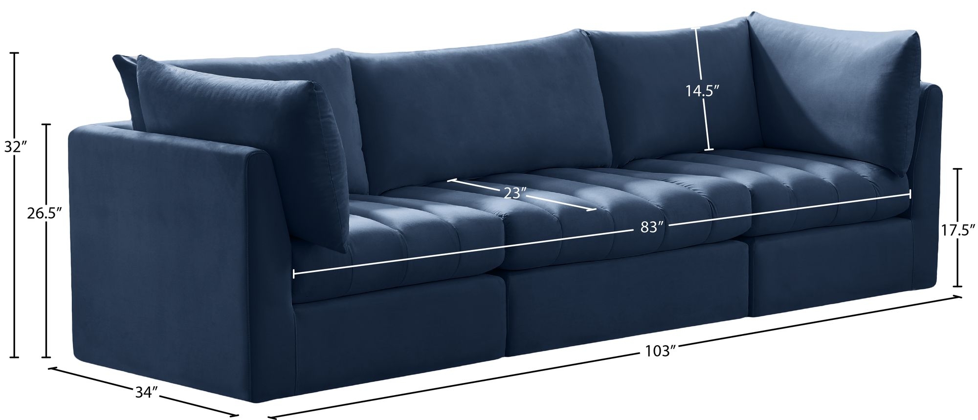 Jacob 103" Velvet Modular Sofa