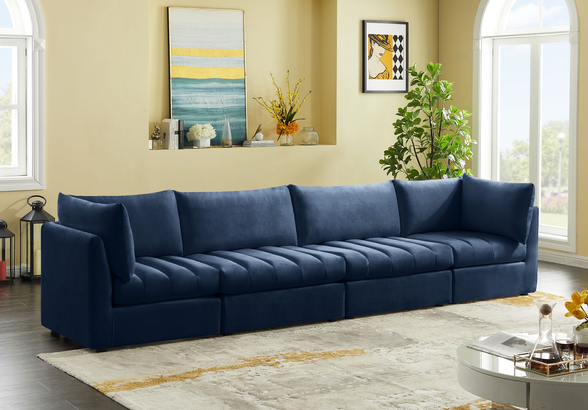 Jacob 140" Velvet Modular Sofa