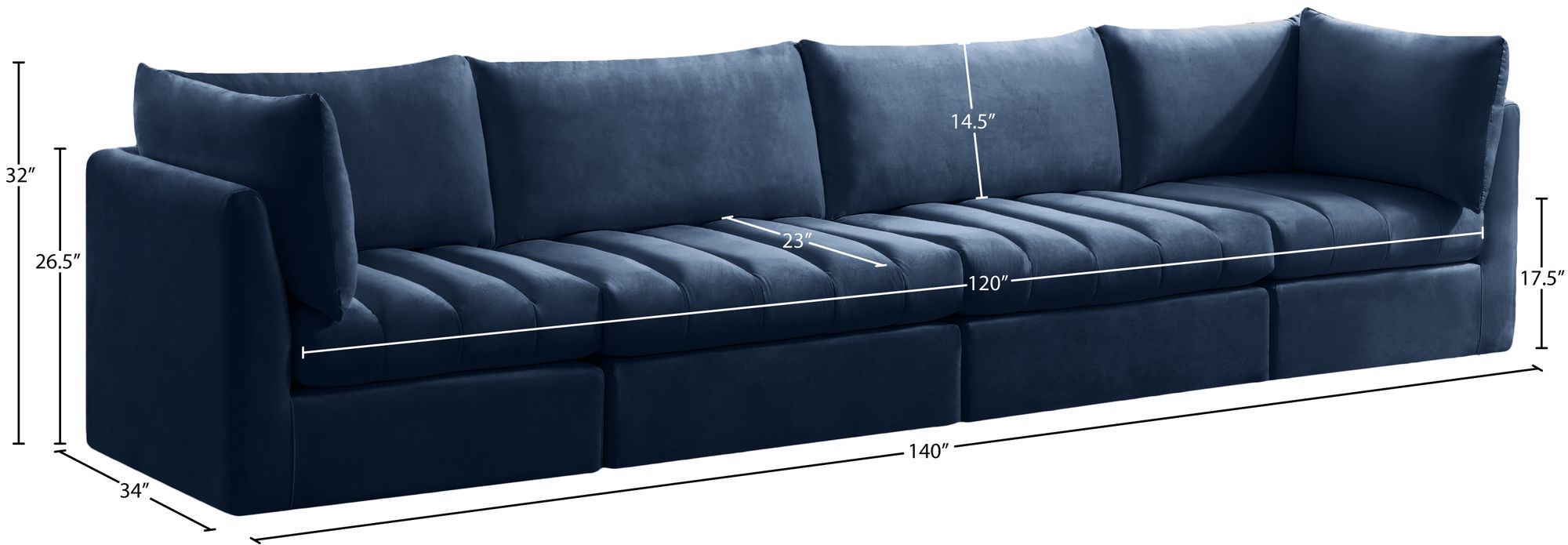 Jacob 140" Velvet Modular Sofa