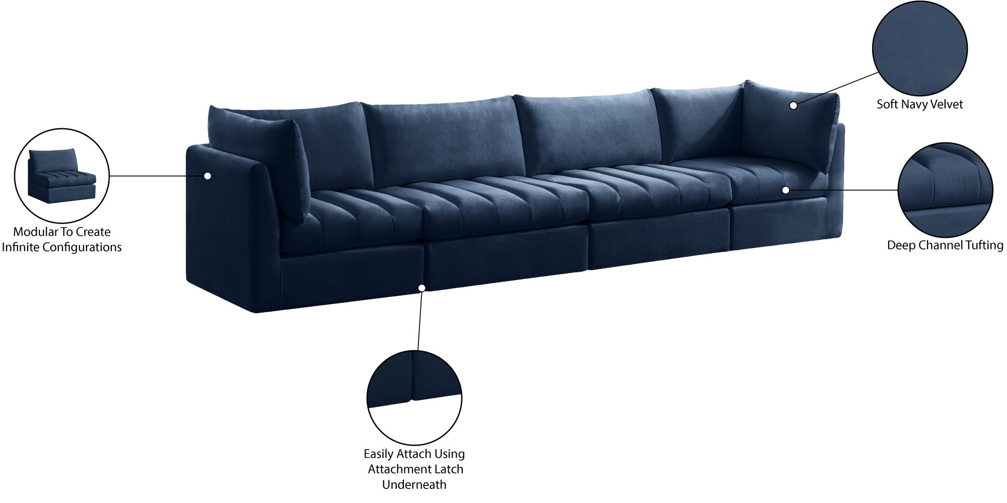 Jacob 140" Velvet Modular Sofa
