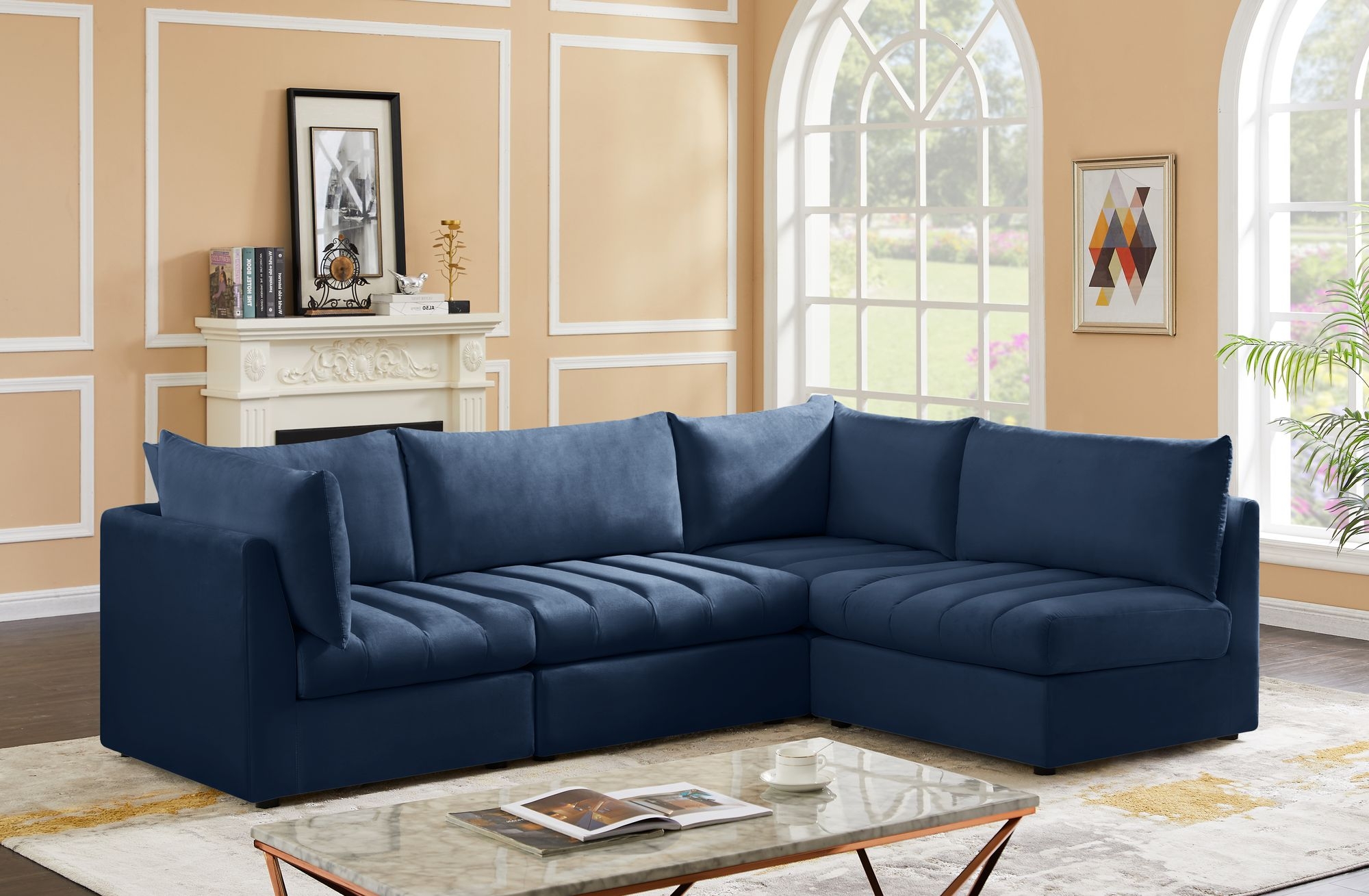 Jacob 103" 4-Piece Velvet Modular Sectional