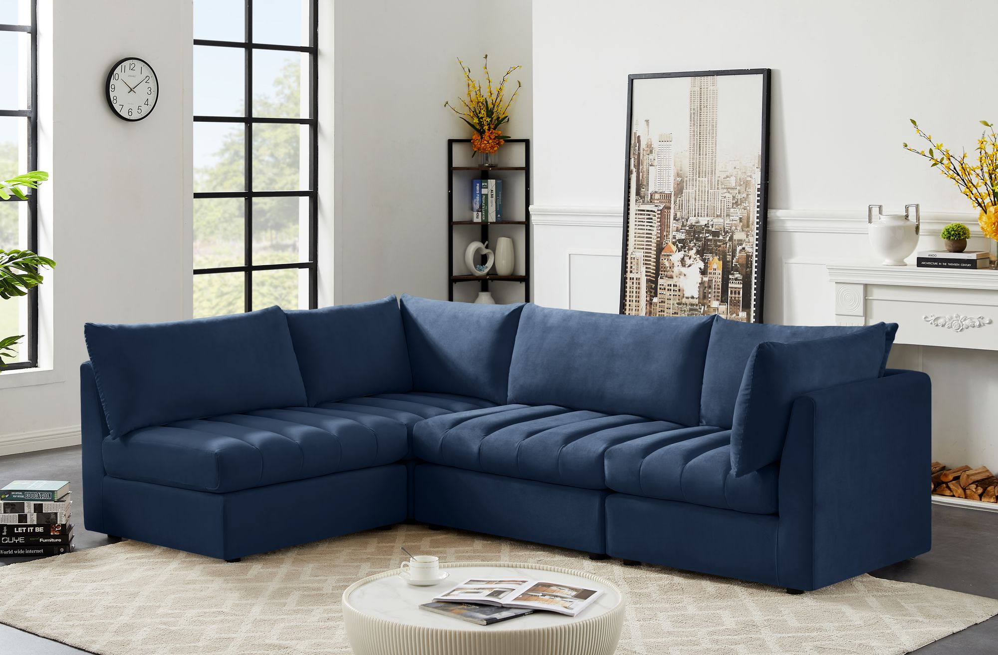Jacob 103" 4-Piece Velvet Modular Sectional