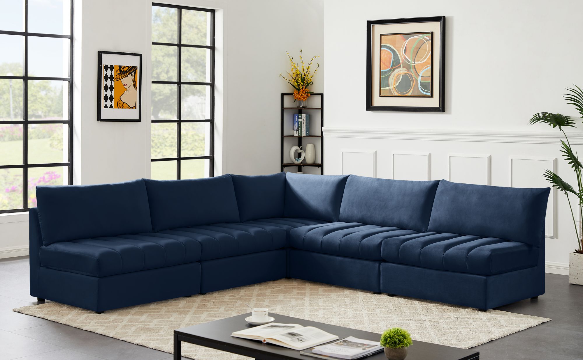 Jacob 107" 5-Piece Velvet Modular Sectional